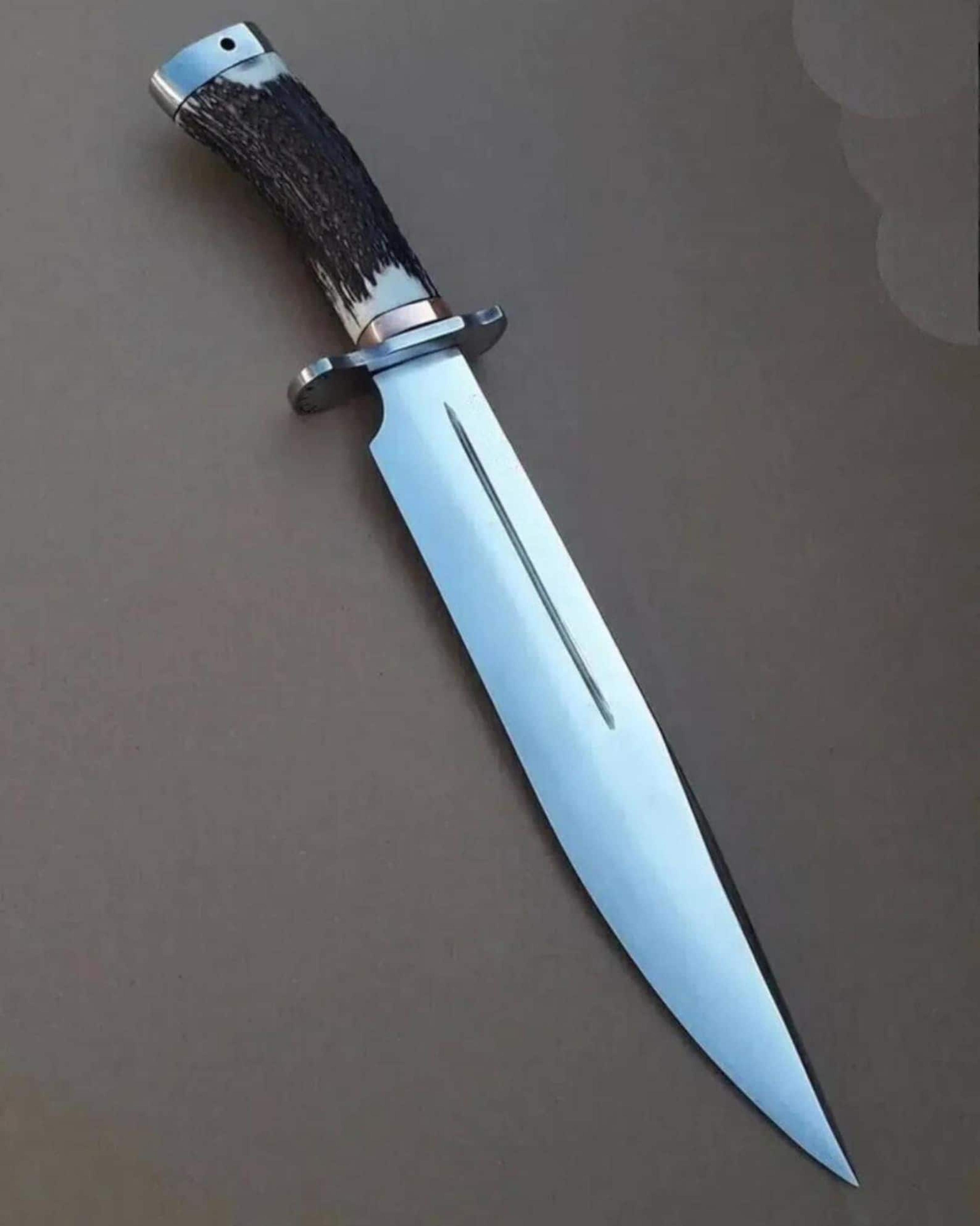 bowie knife high carbon steel blade with stag handle rustic hunting knife | wedding gift | new year gift