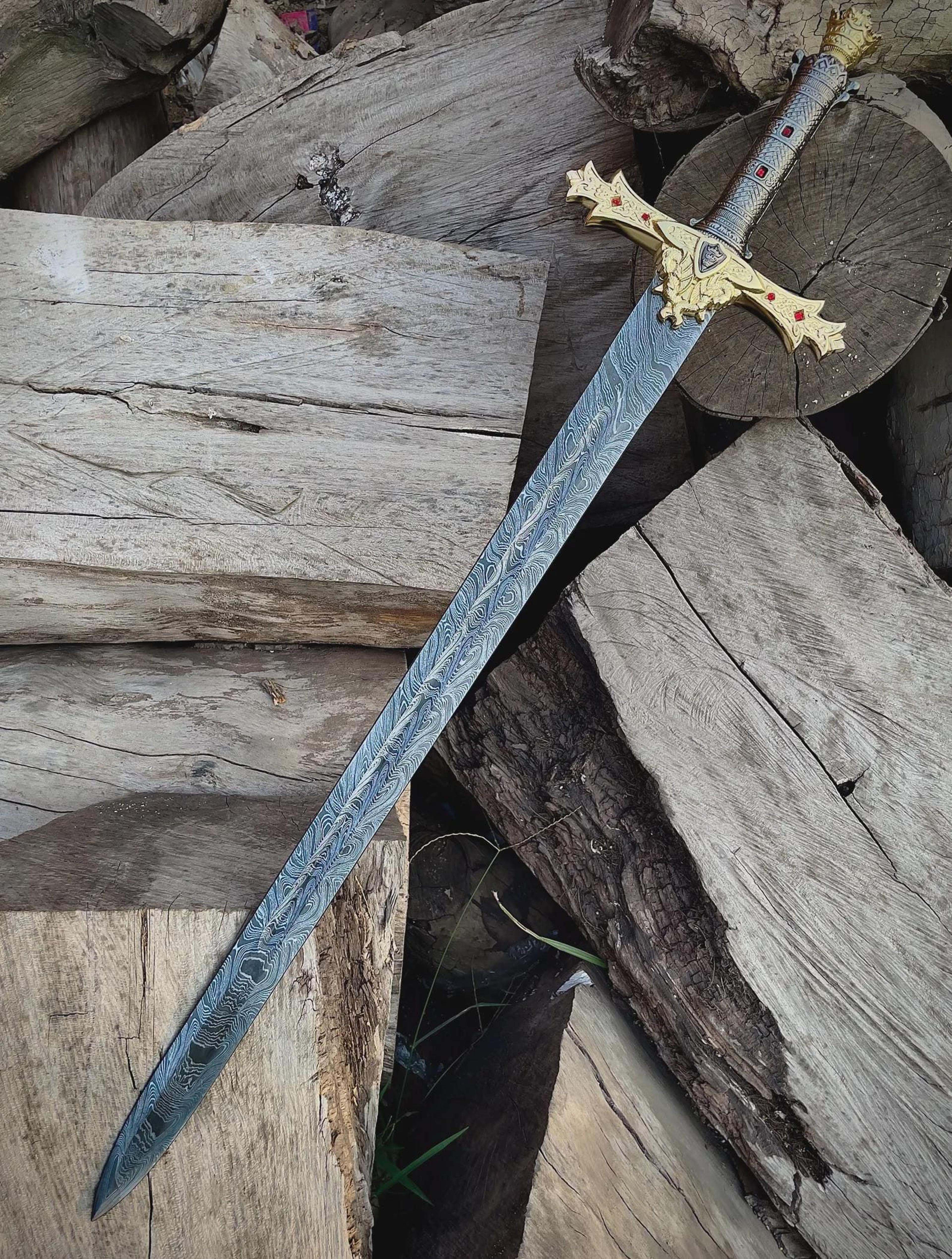 full tang damascus style sword 36 inch handmade fantasy display weapon