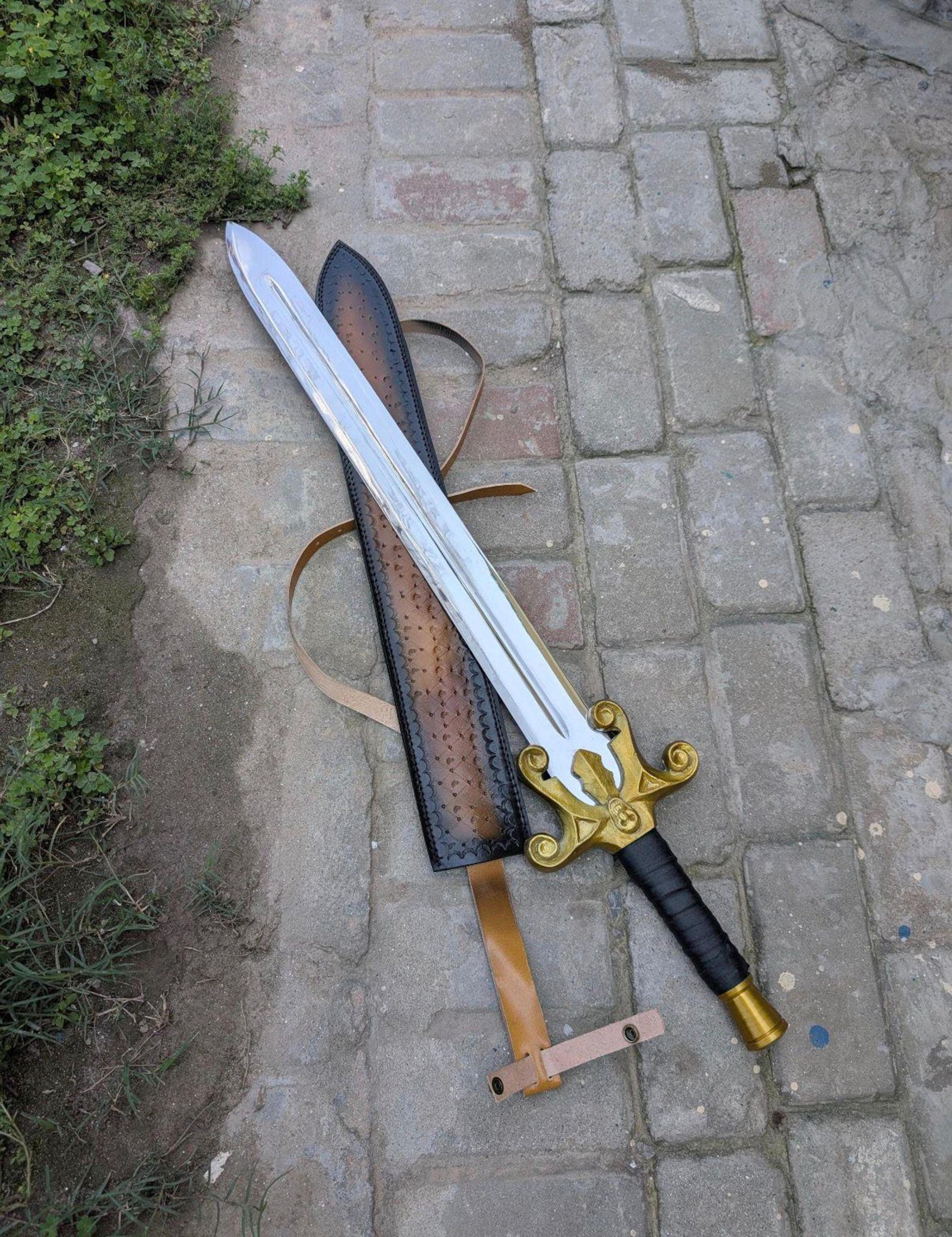 premium handmade fantasy display sword with high carbon steel blade & rosewood handle