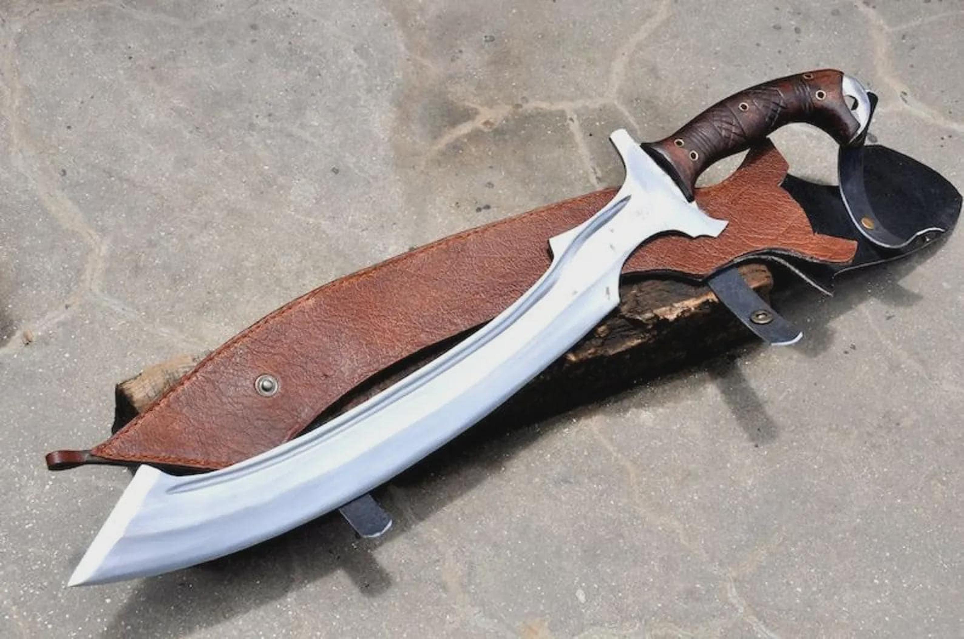 premium handmade egyptian khopesh sword with high carbon steel blade & rosewood handle