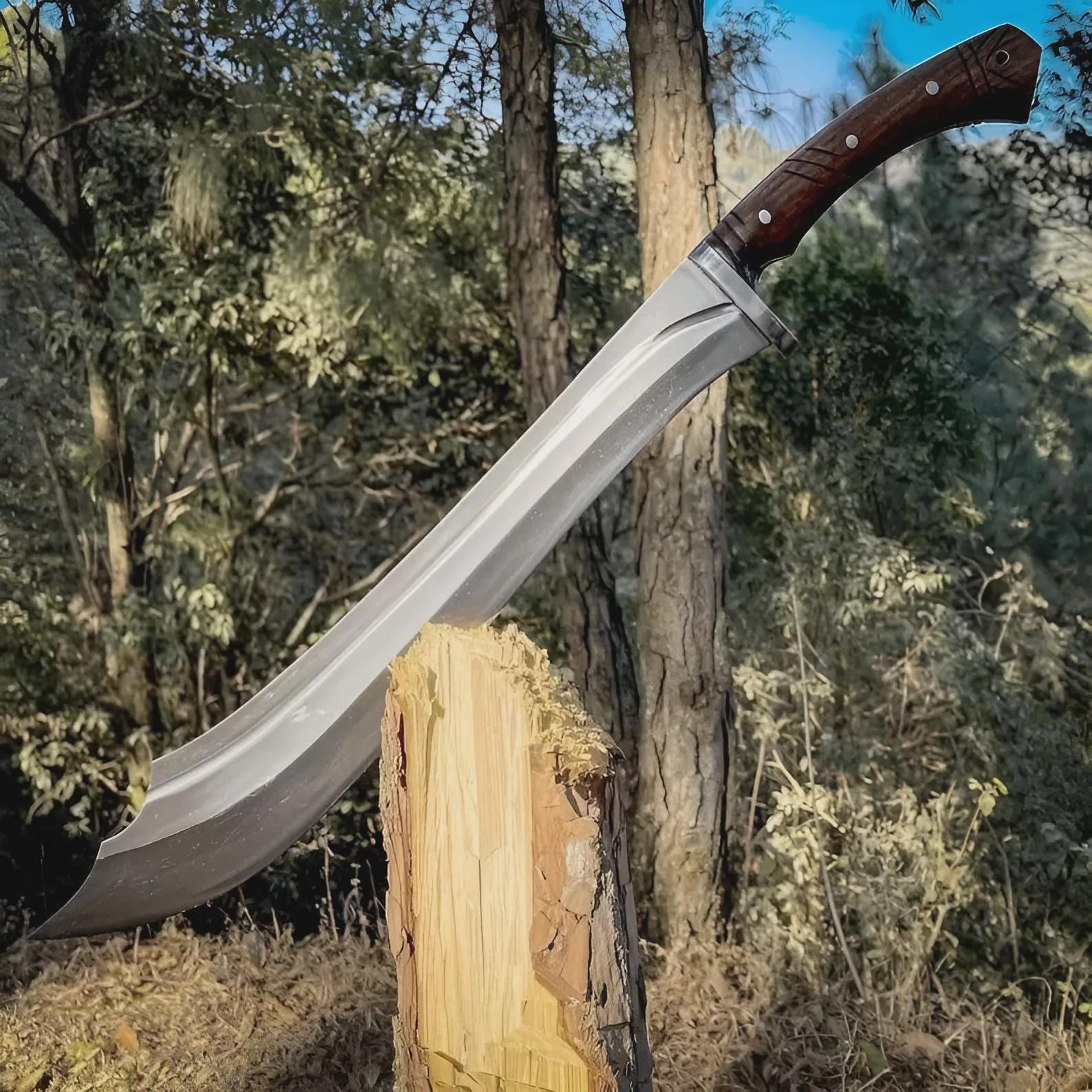 handmade high carbon steel short sword 24" with rosewood handle & leather sheath