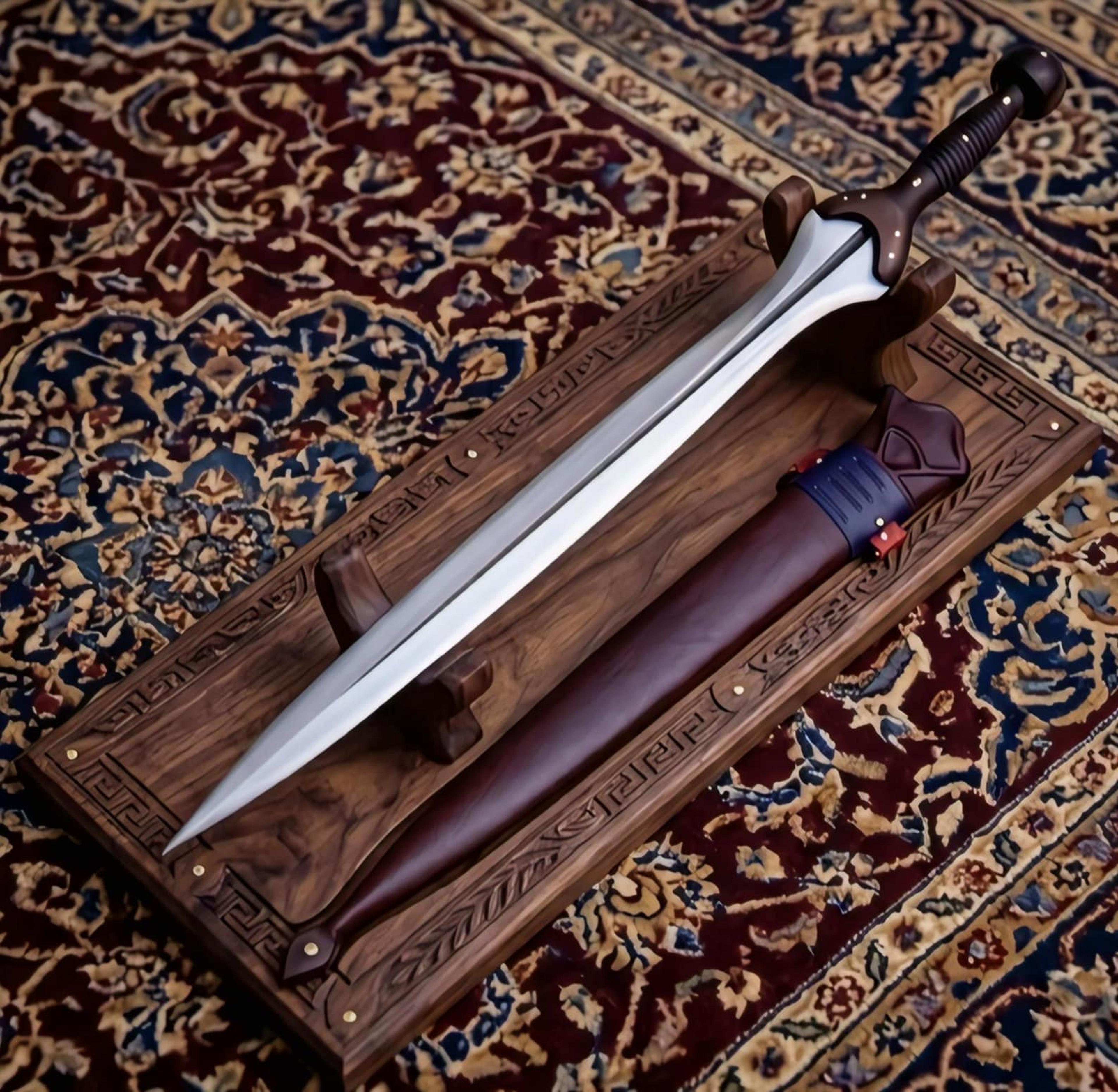 handmade steel fantasy sword medieval warrior blade with leather sheath cosplay prop