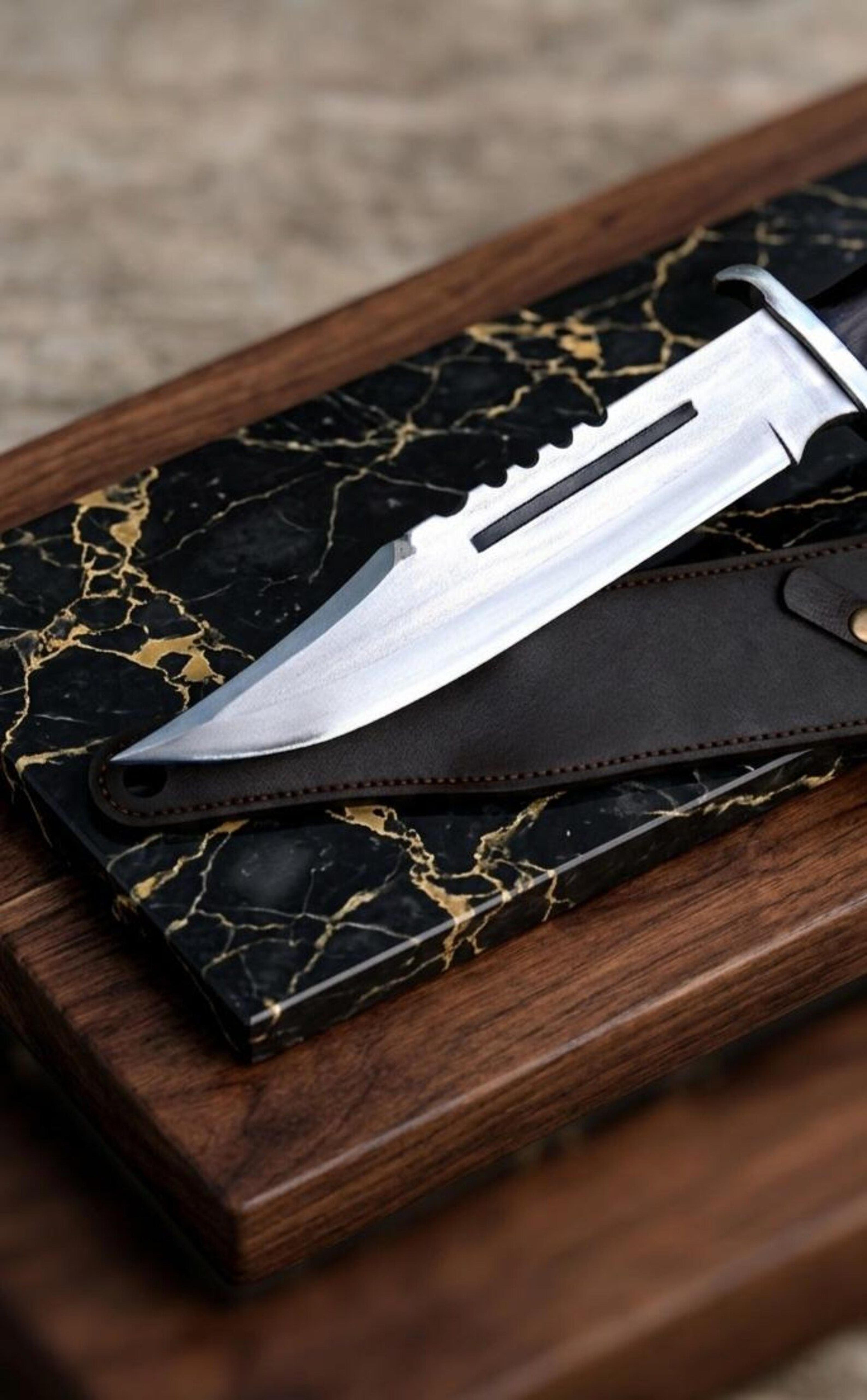 handcrafted high carbon steel bowie knife survival hunting blade with sheath