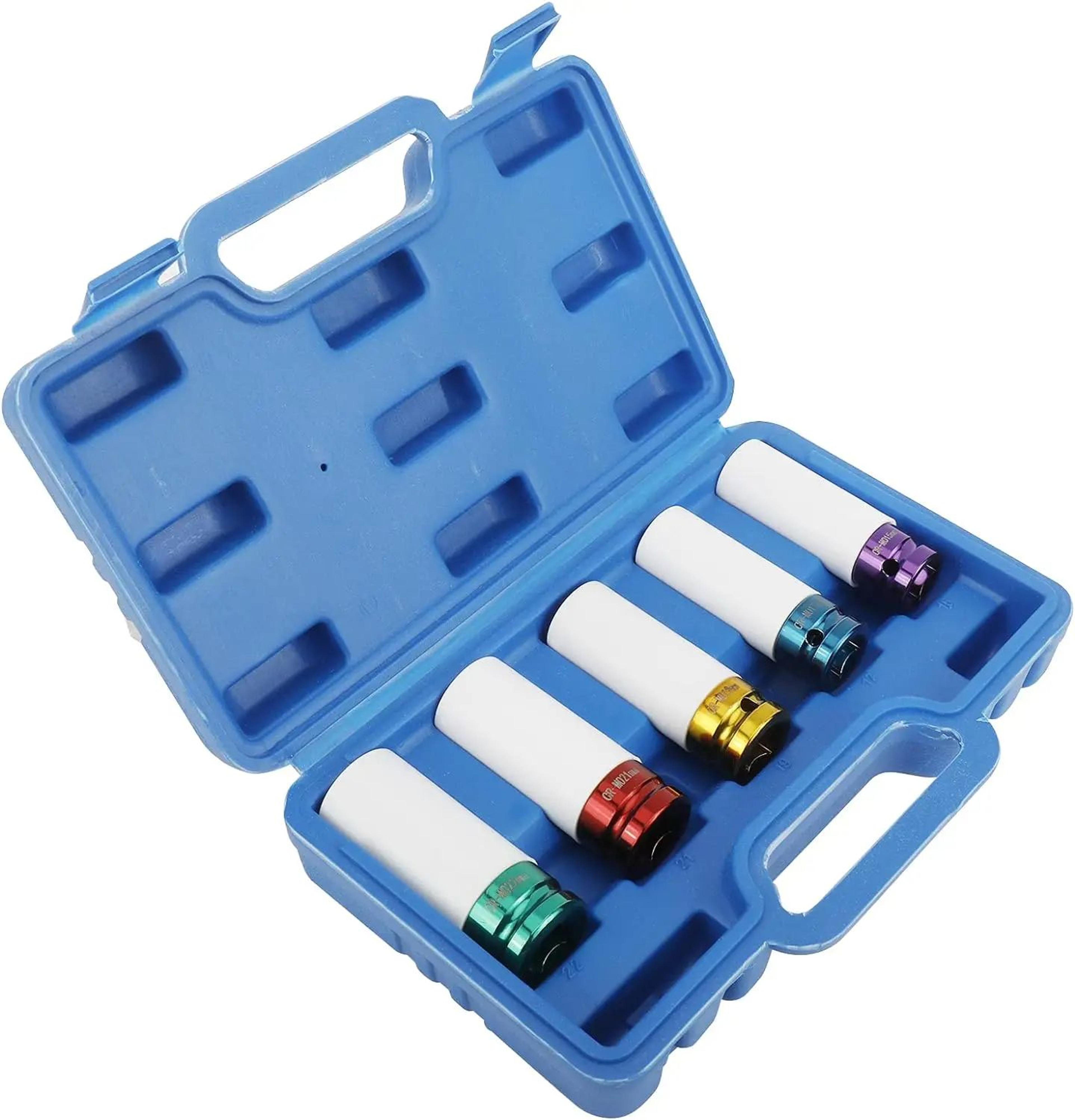 drive wheel protector impact socket set, thin wall deep sockets with durable plastic sleeves