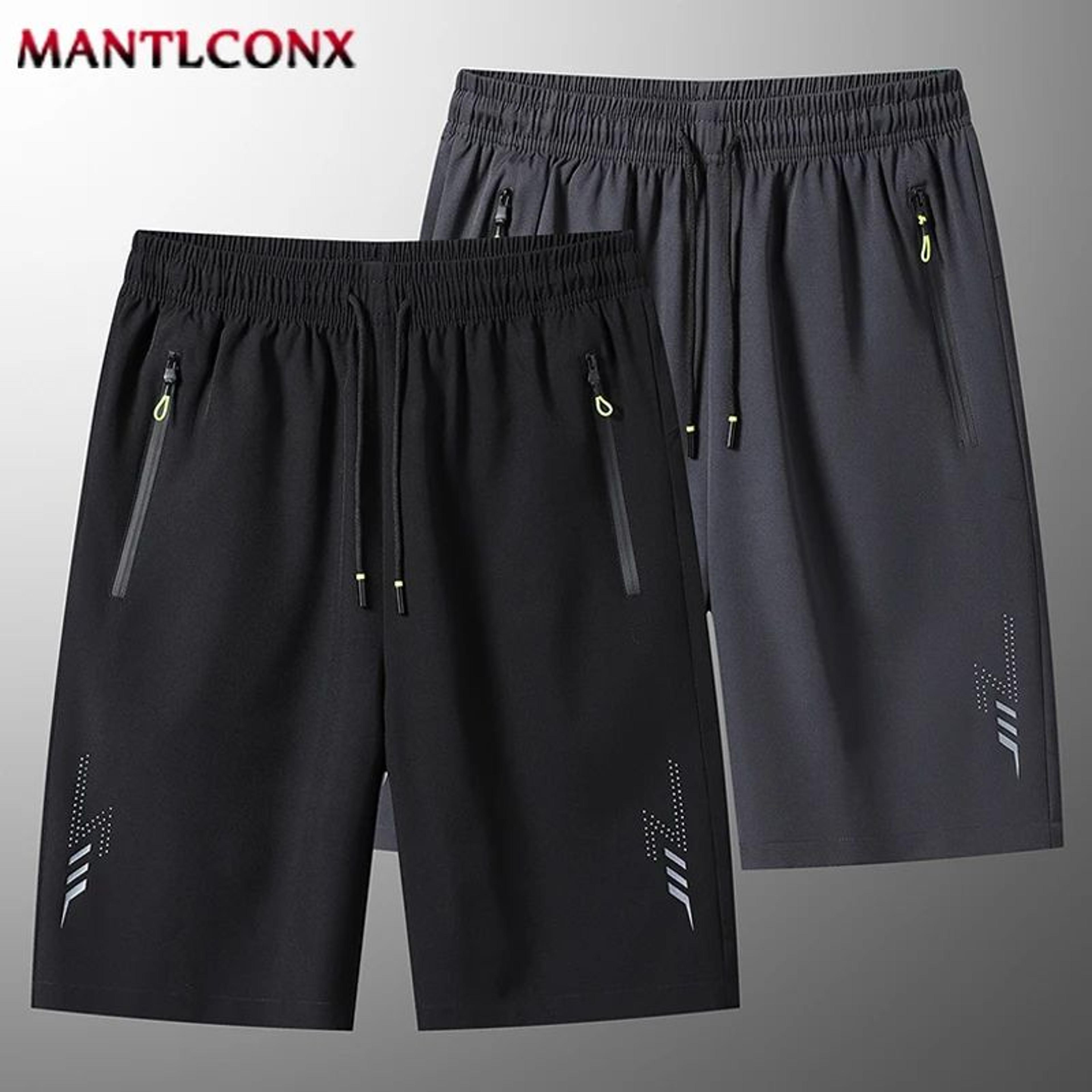 mens summer sport shorts, lightweight running shorts for fitness, gym training, casual jogging bottoms in black & gray