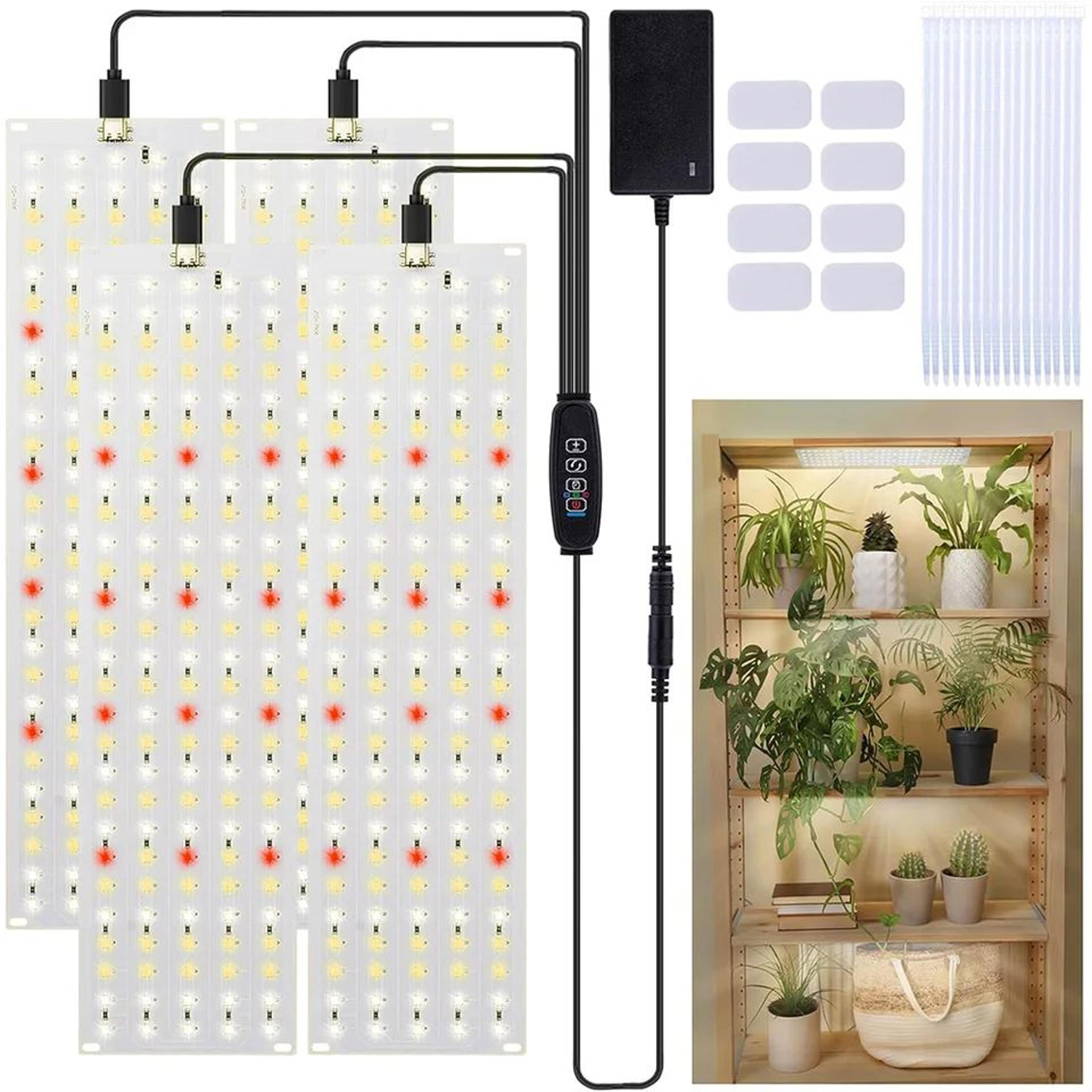 ultra-thin led grow panel light full spectrum, dimmable with timer – under cabinet growing lamp for indoor plants & rack