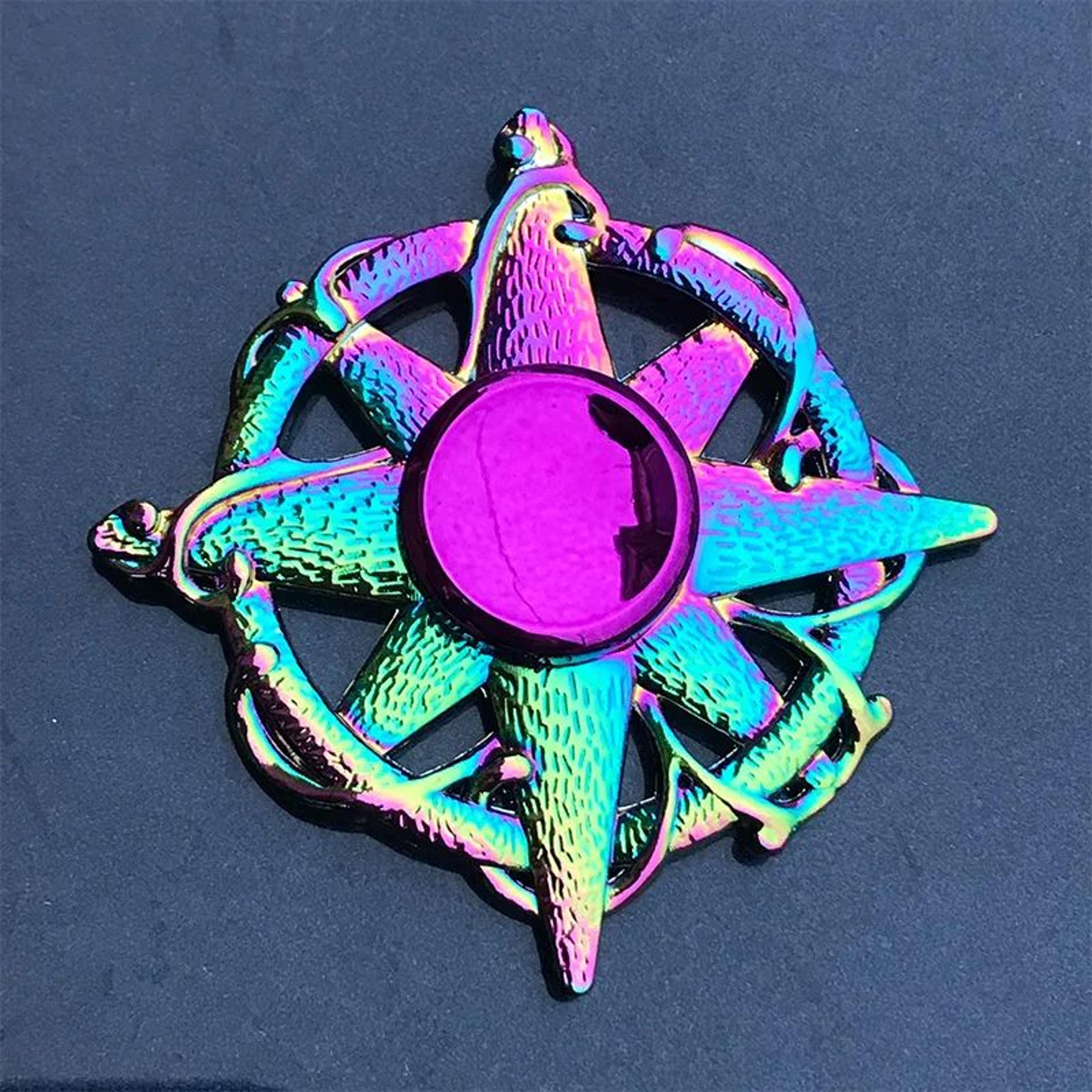 rainbow fidget metal spinner, colorful high speed finger hand spinner for stress & anxiety relief, fidget toy for adult