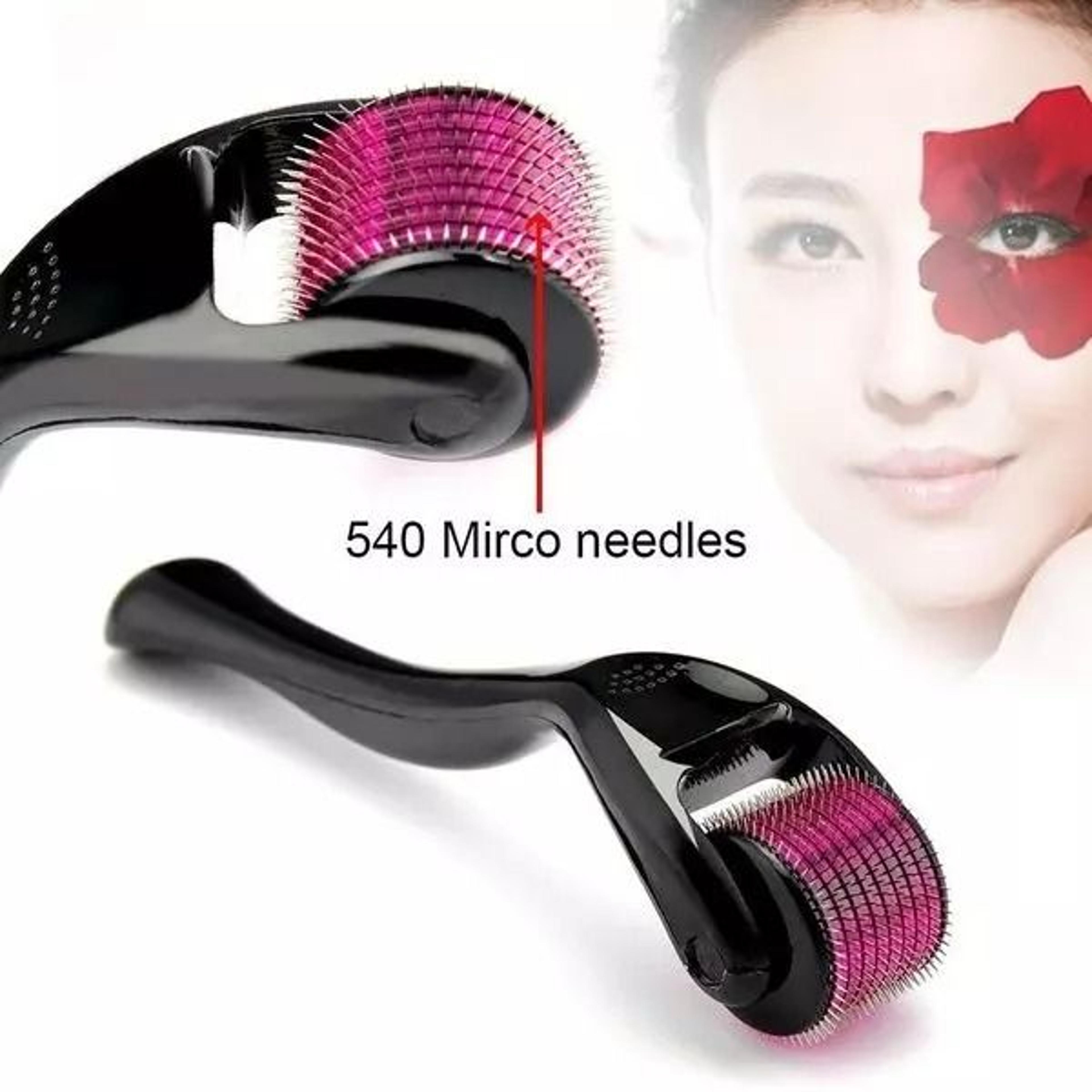 540 titanium microneedle derma roller for hair & beard regrowth anti-hair loss, skin rejuvenation & collagen booster