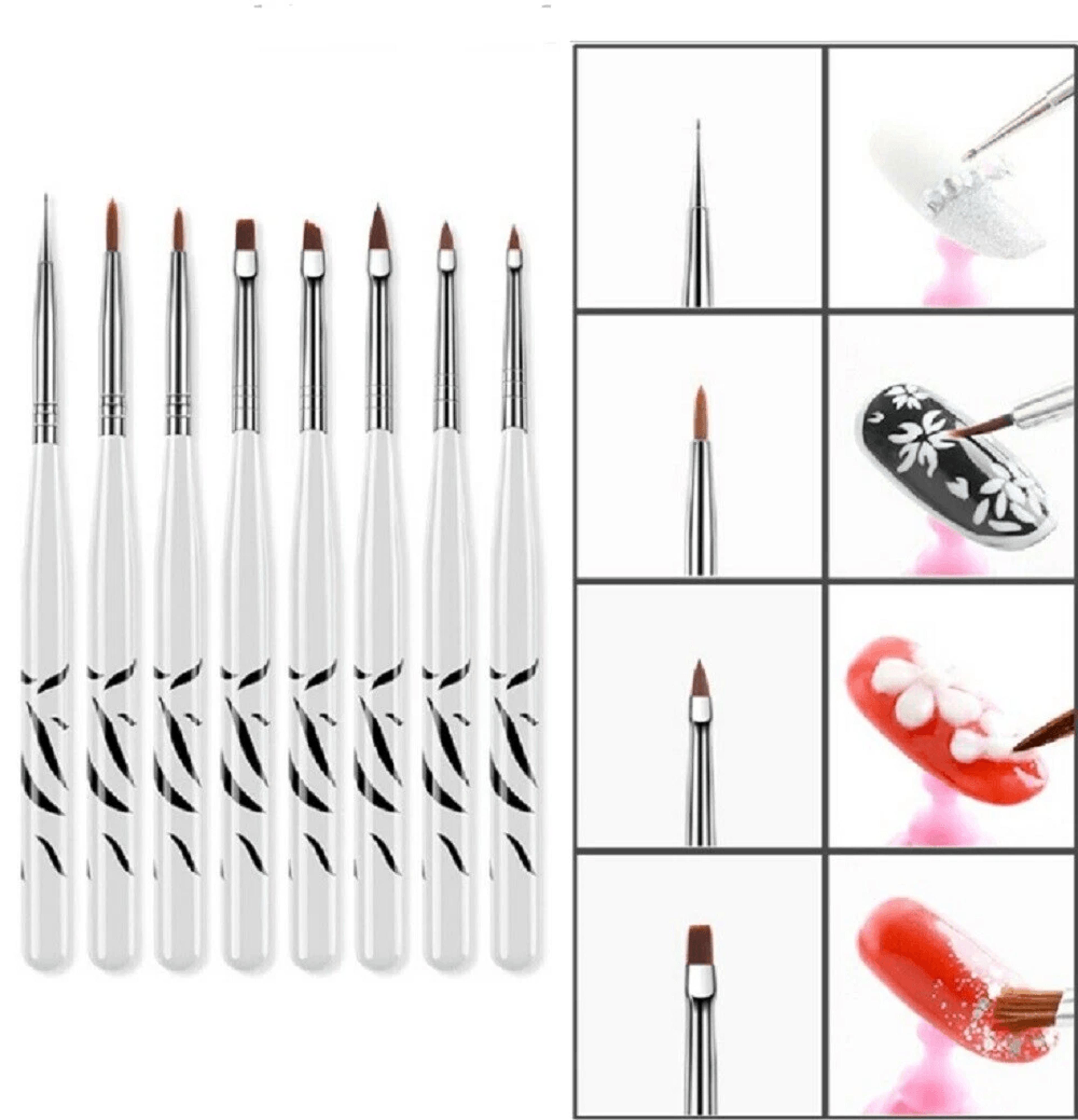 professional nail art brushes kit, acrylic gel polish drawing painting pens for diy nail design & salon-quality