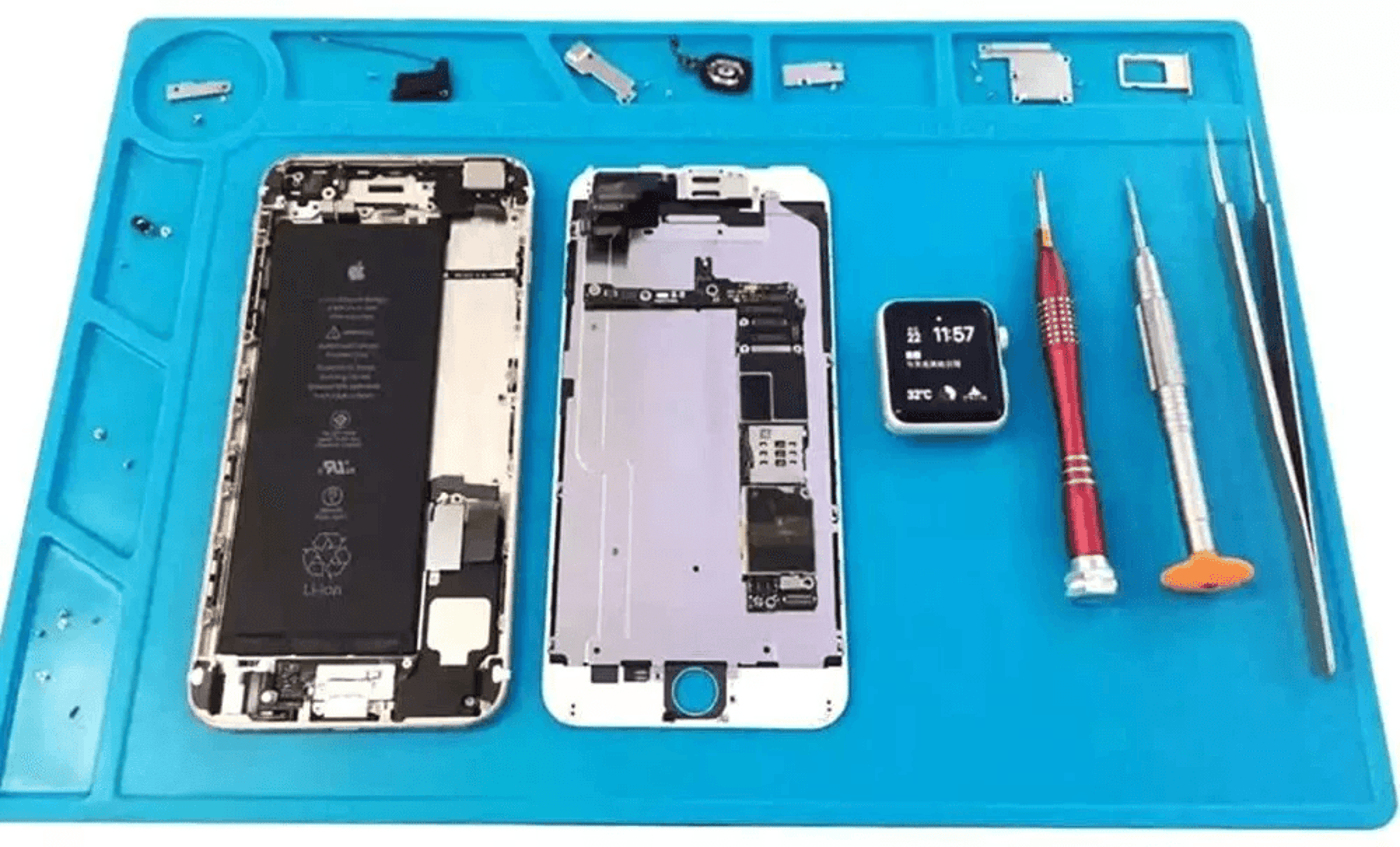 anti-static silicone soldering repair mat, heat insulation work desk pad for phone, pc, electronics, welding & circuit