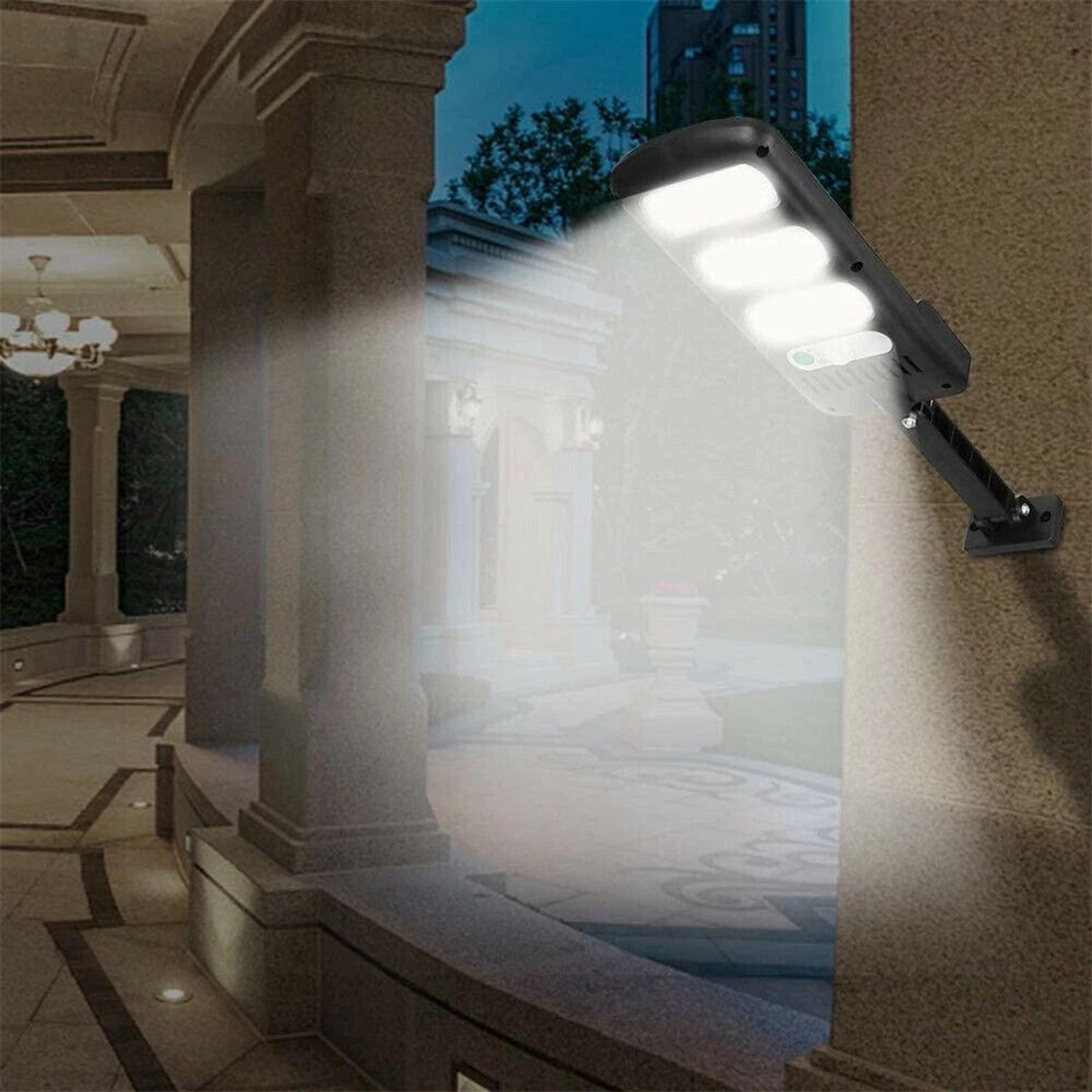 600w led solar lights with pir motion sensor waterproof outdoor wall lamp for garden, yard & patio 1200lm, black