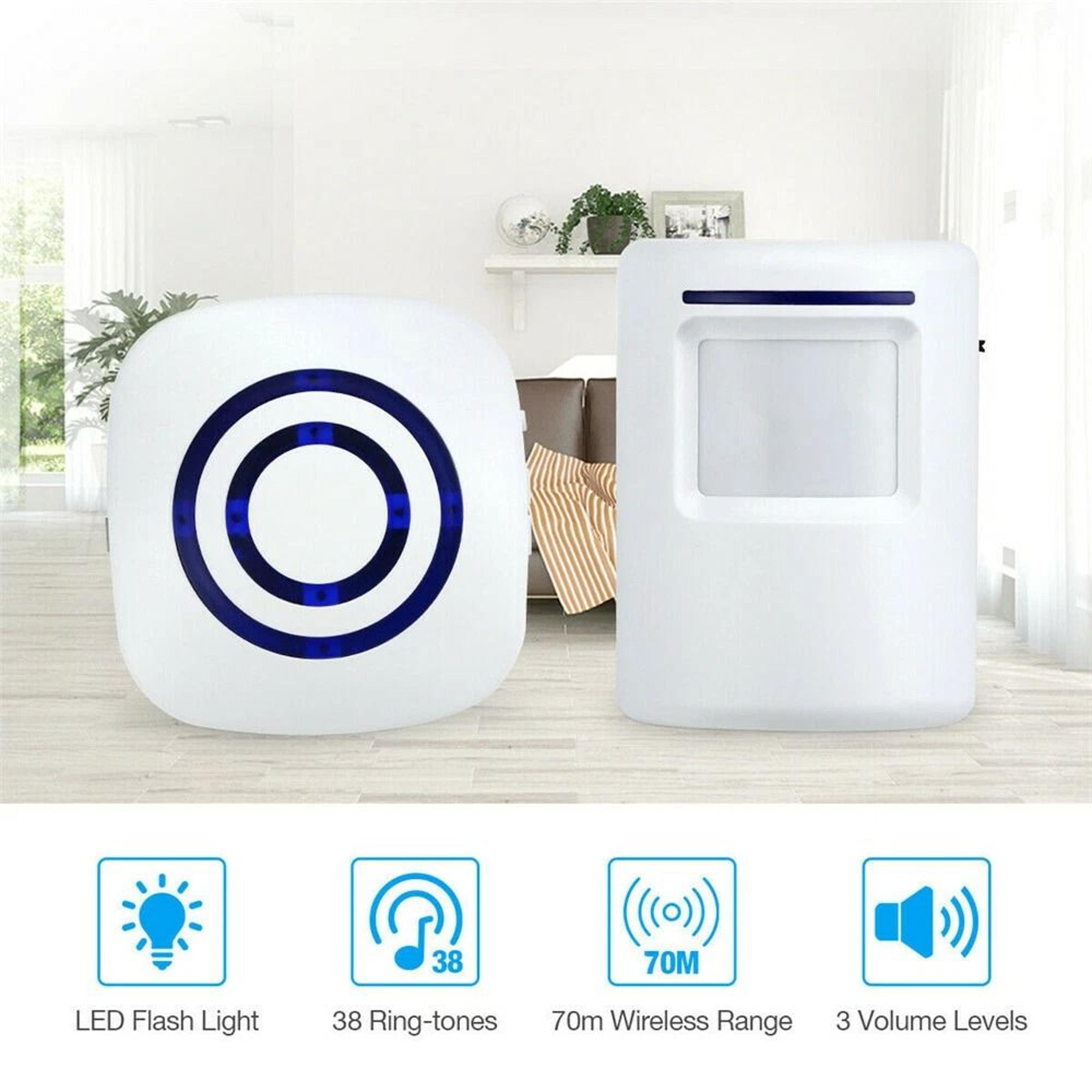 wireless motion sensor alarm door chime 500ft range entry alert with plug-in receiver, gate detector for home security