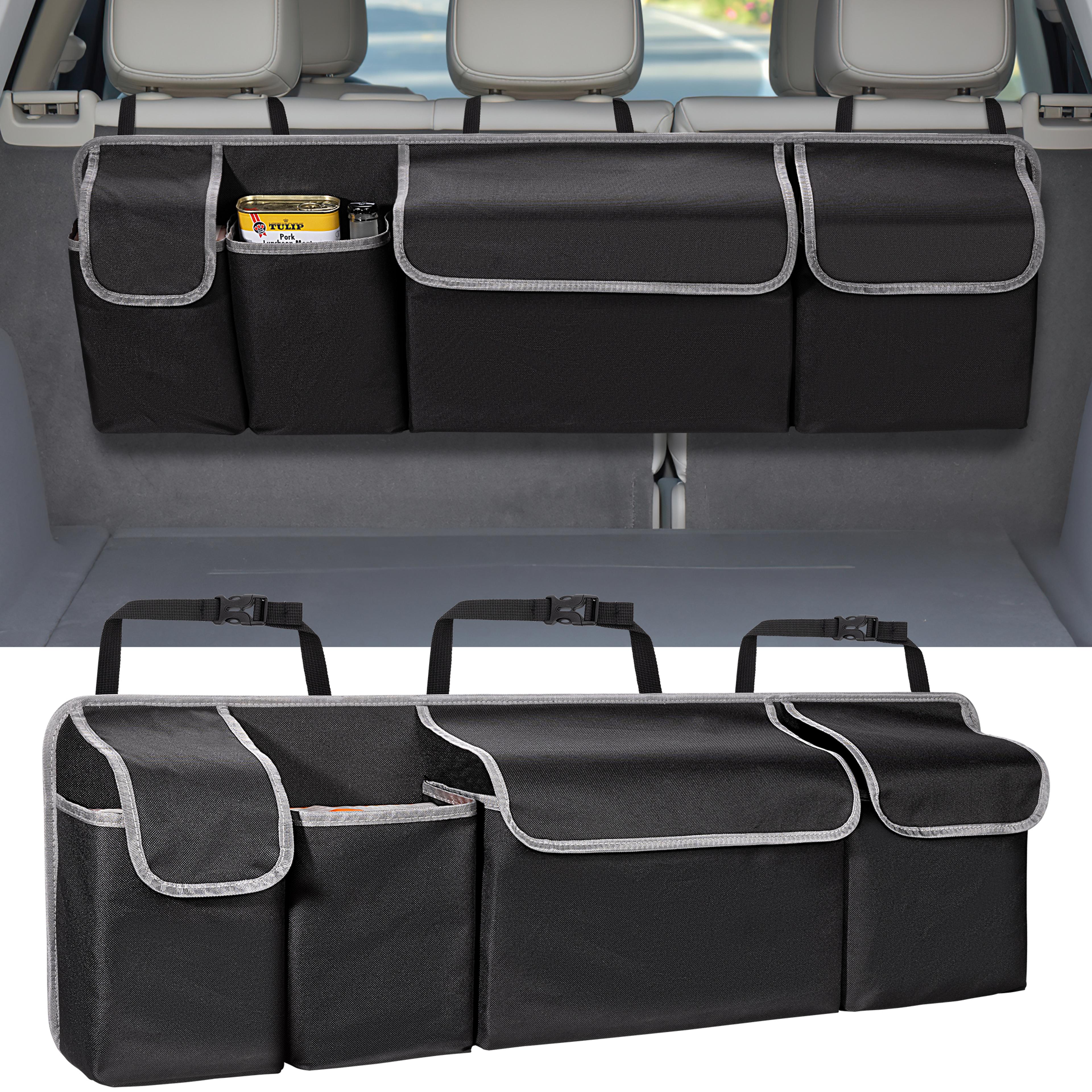 backseat hanging car trunk organizer for suv & truck, rear seat storage bag with 4 pockets, universal fit for suv, truck