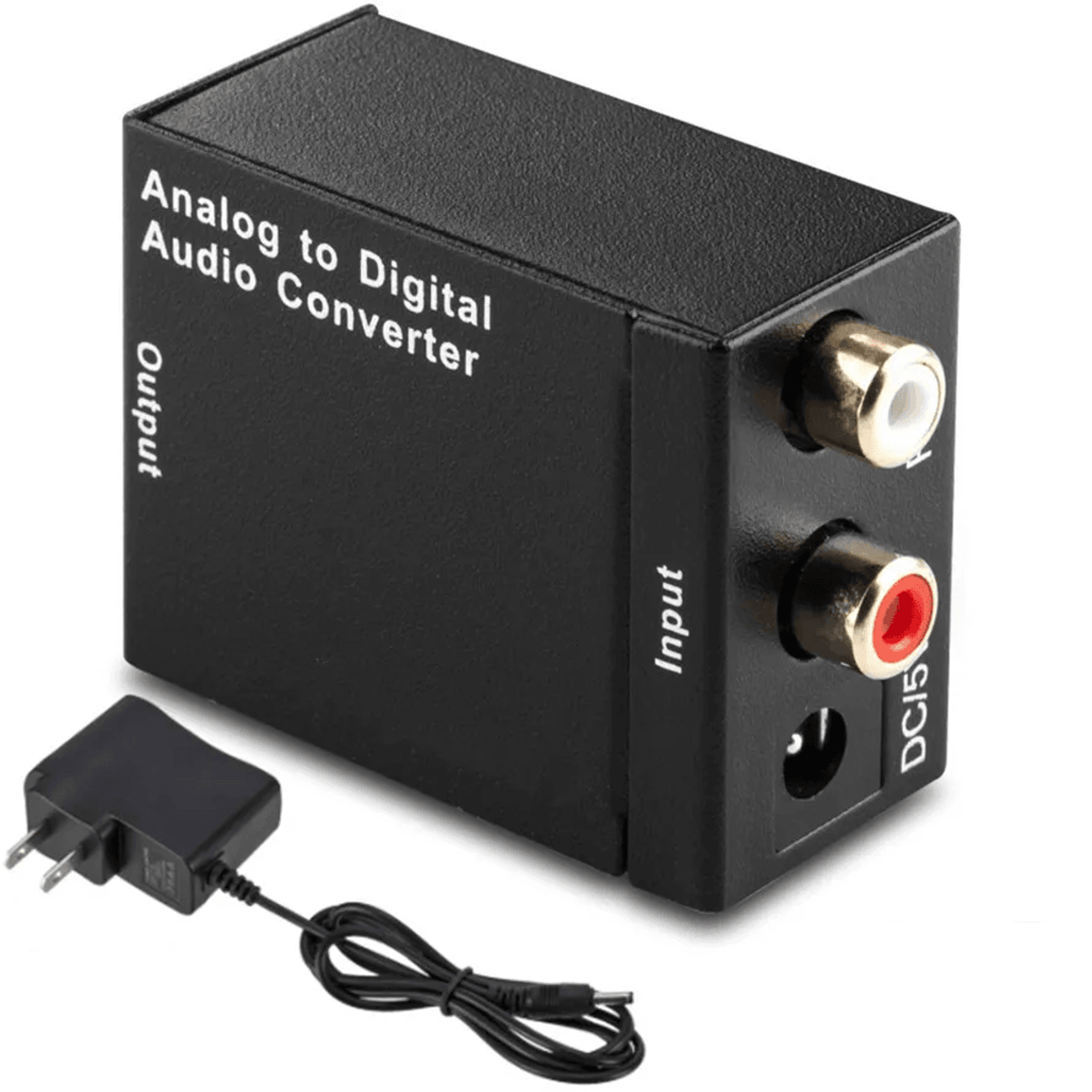 adc analog to digital audio converter, rca to optical toslink & coaxial adapter transform analog l/r