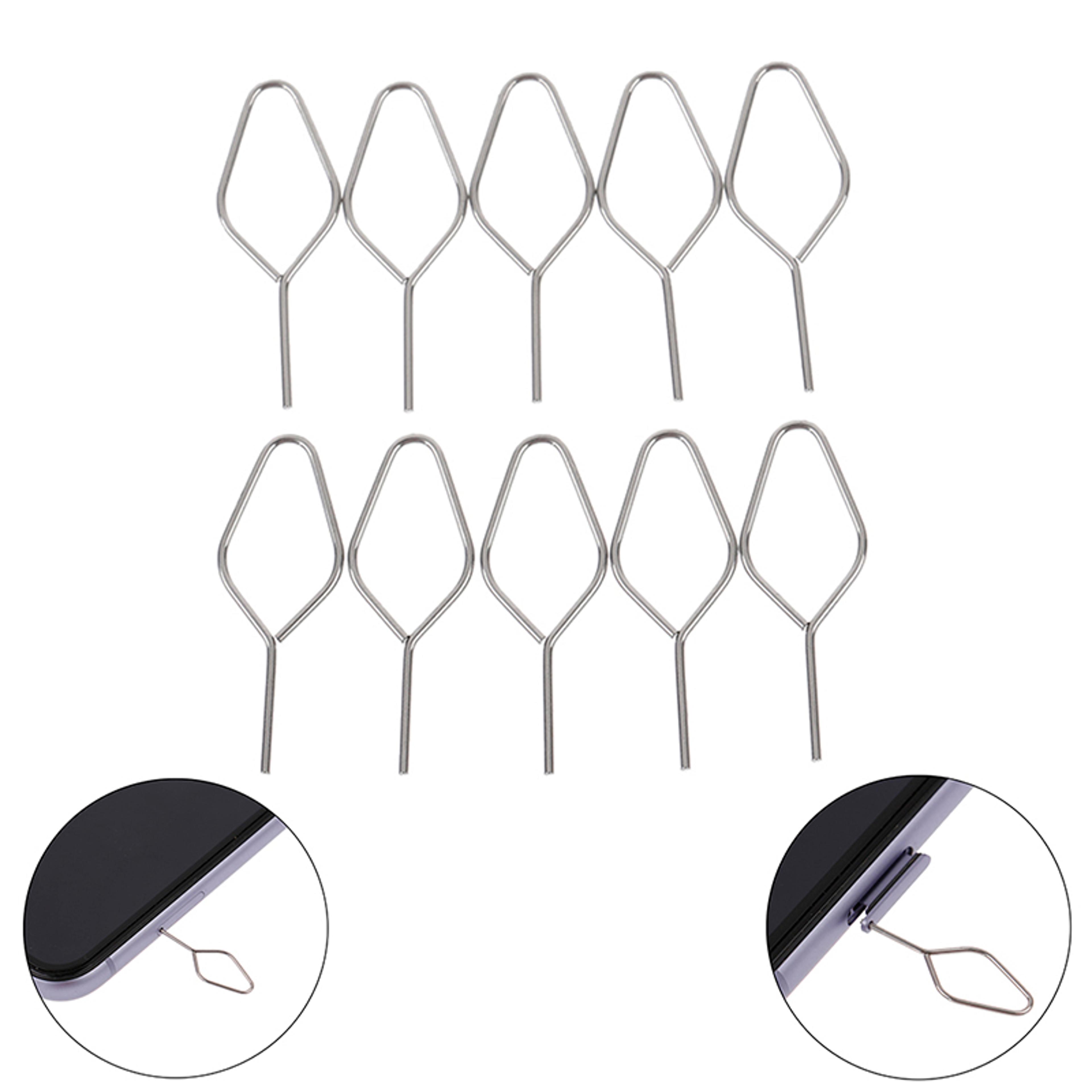 10pcs universal metal sim card tray pin eject removal tools, phone needle opener, ejector key for smartphones