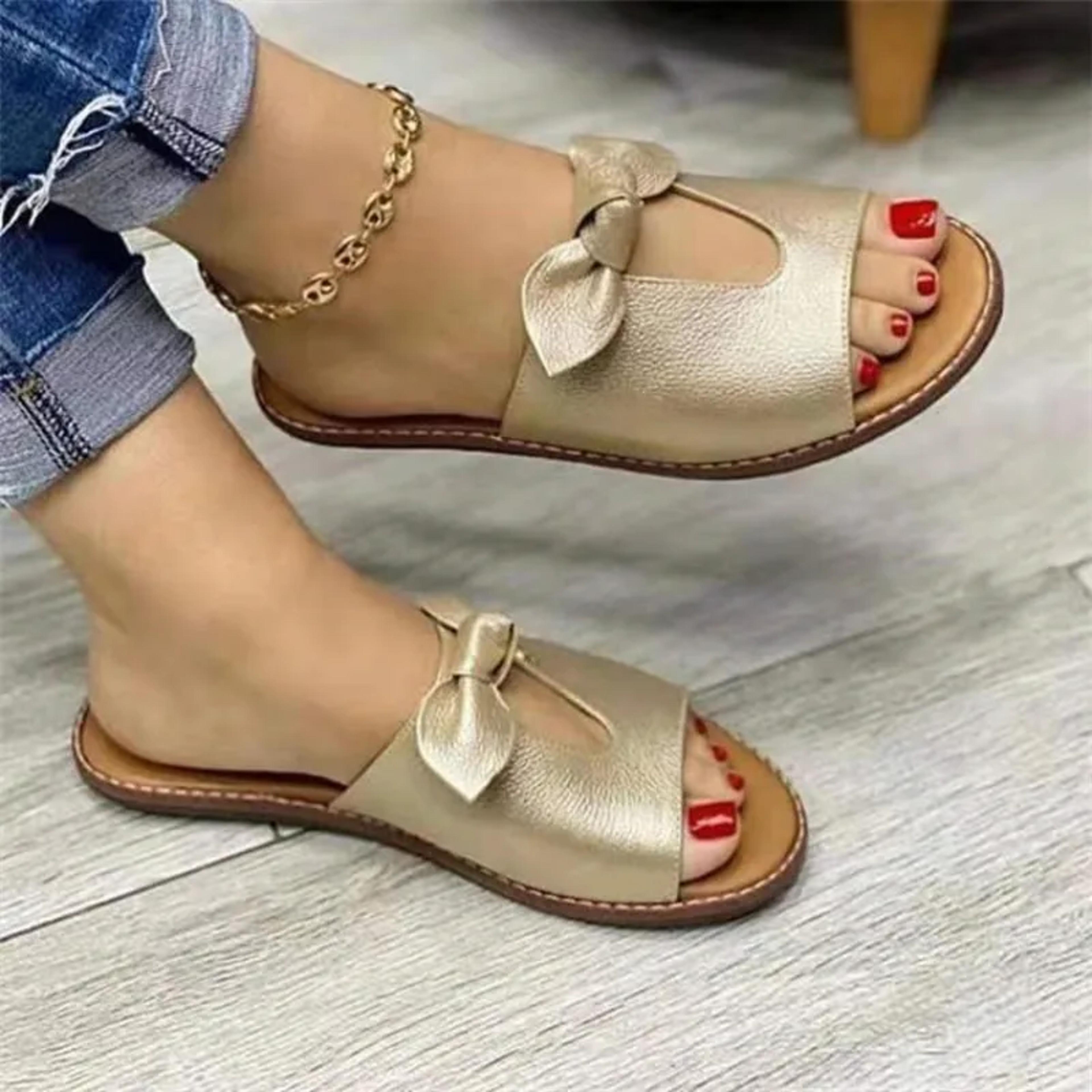 cute butterfly-knot sandals for women, comfortable casual summer slippers & beach shoes
