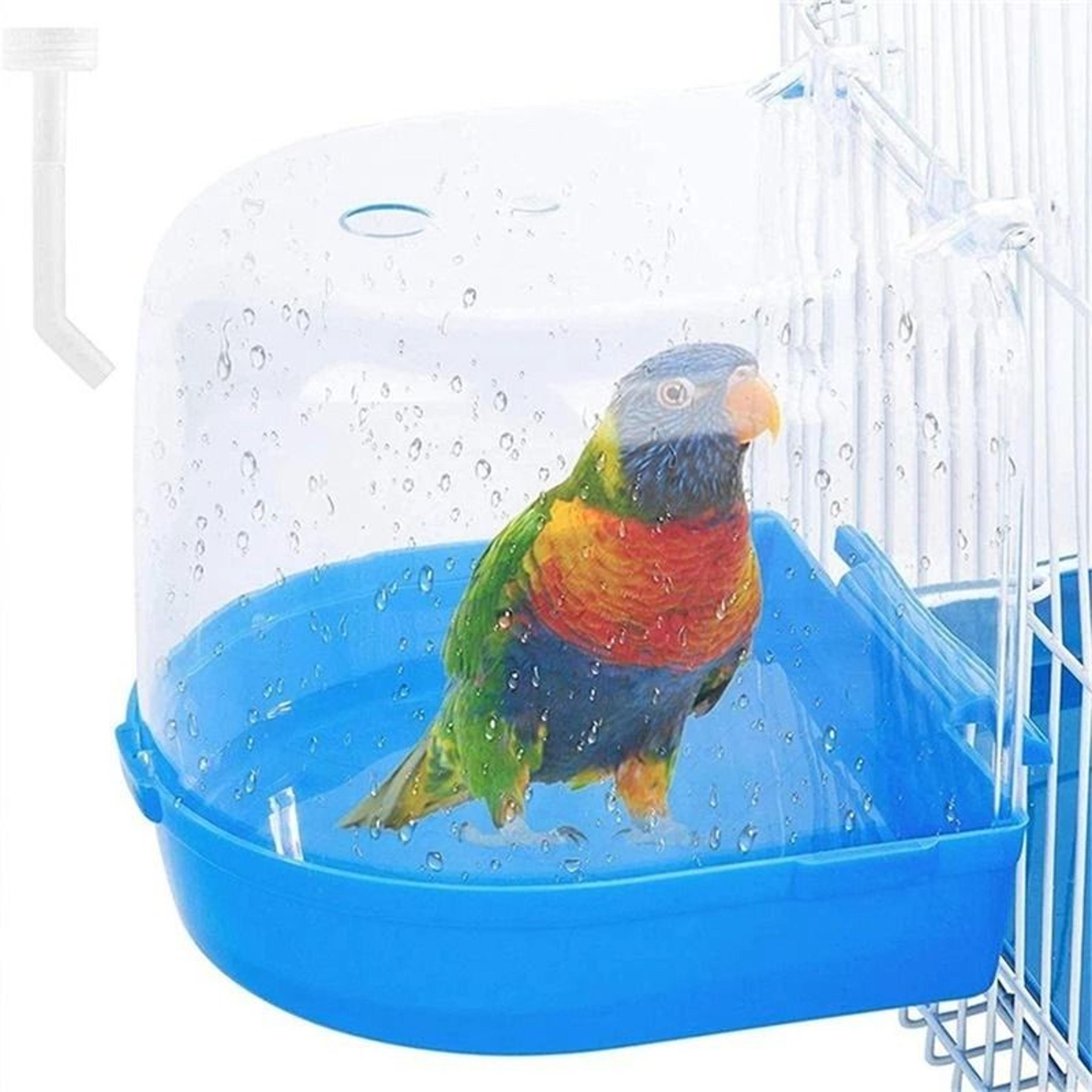 parrot bath box & parakeet shower caged hanging bird bath for canaries, budgerigars, and pet birds