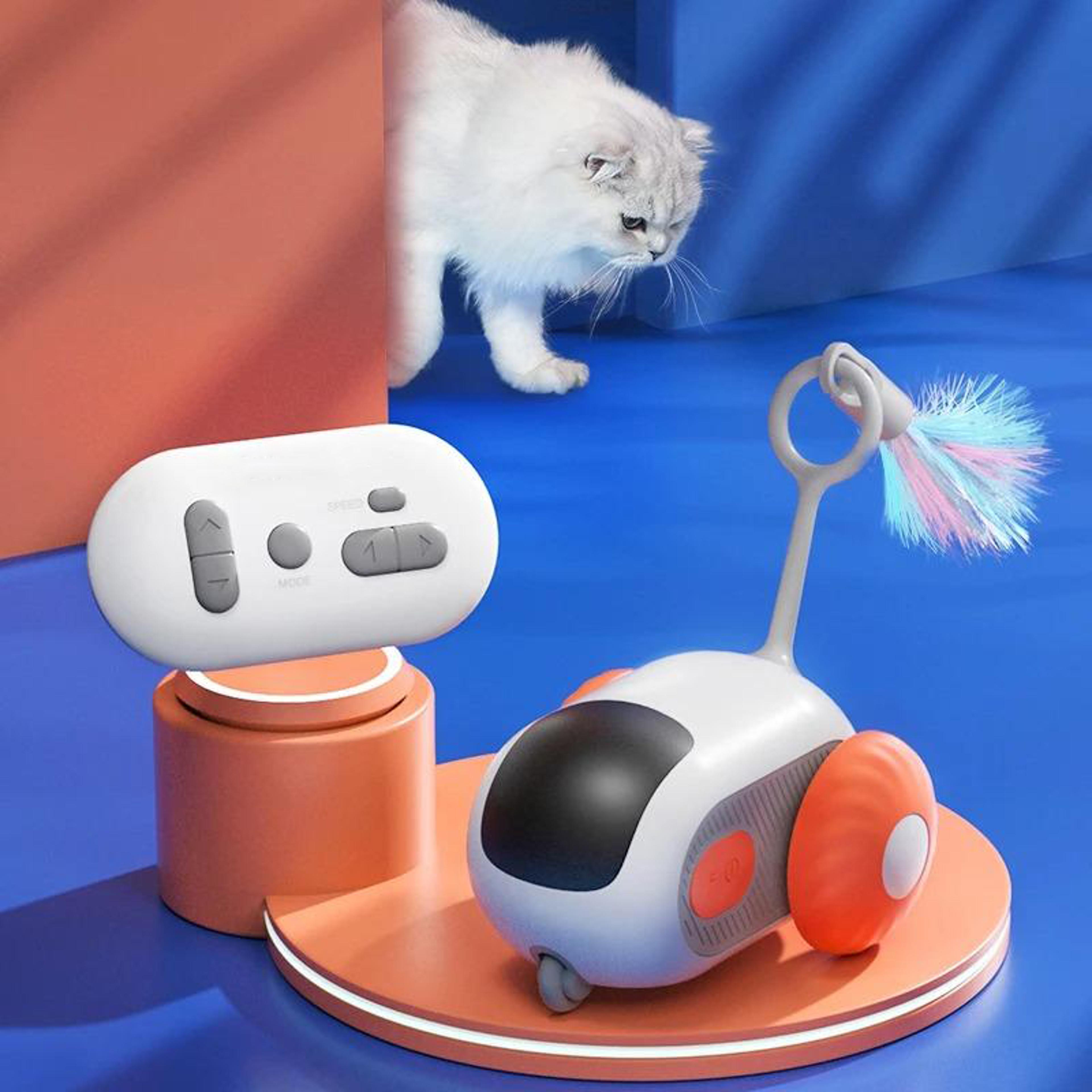 electric cat toy remote, interactive intelligent sports car for cats indoor, self entertainment toy, automatic play car