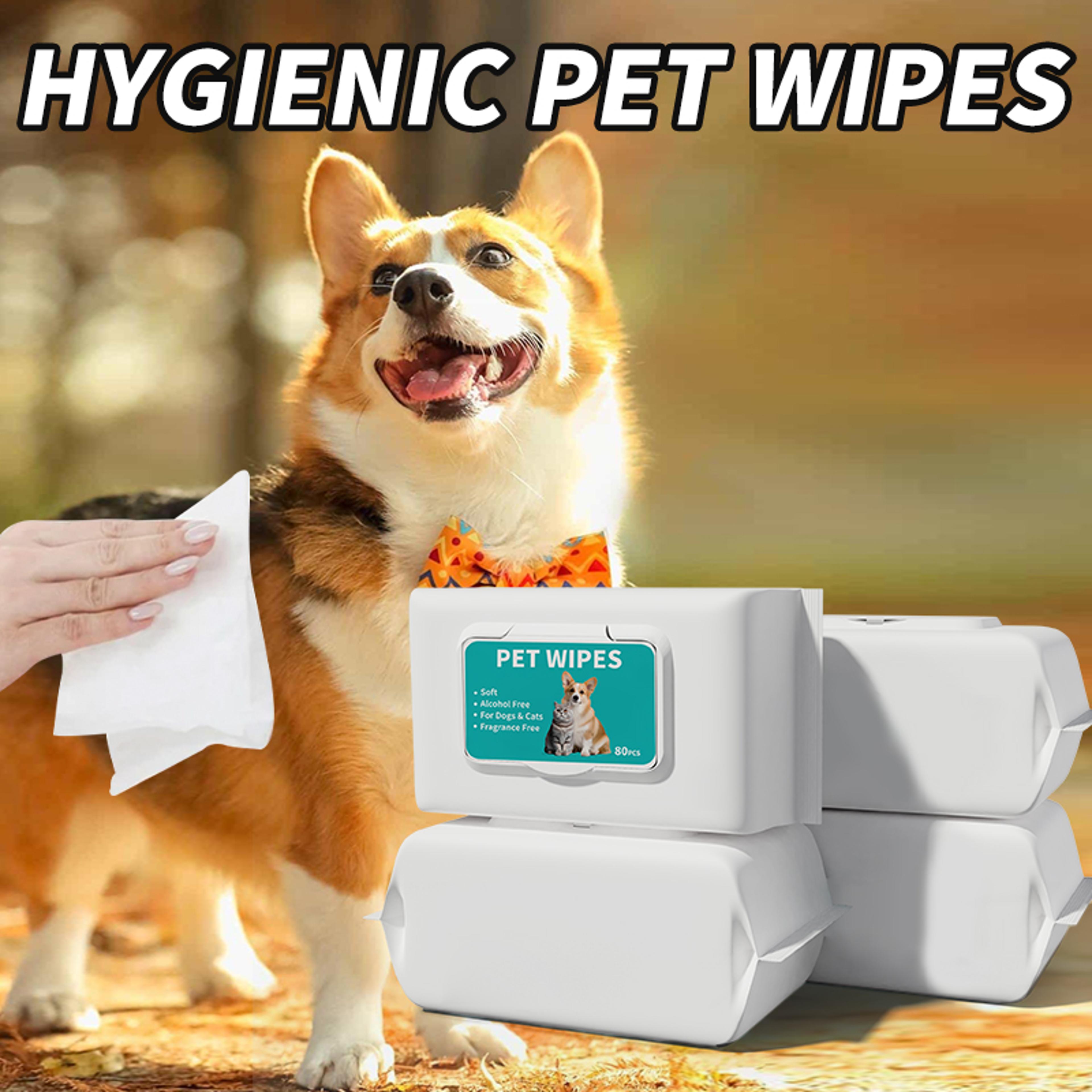 multi purpose pet wipes, plant based care for dogs cats, sensitive skin deodorizer, odor remover for paws ears body