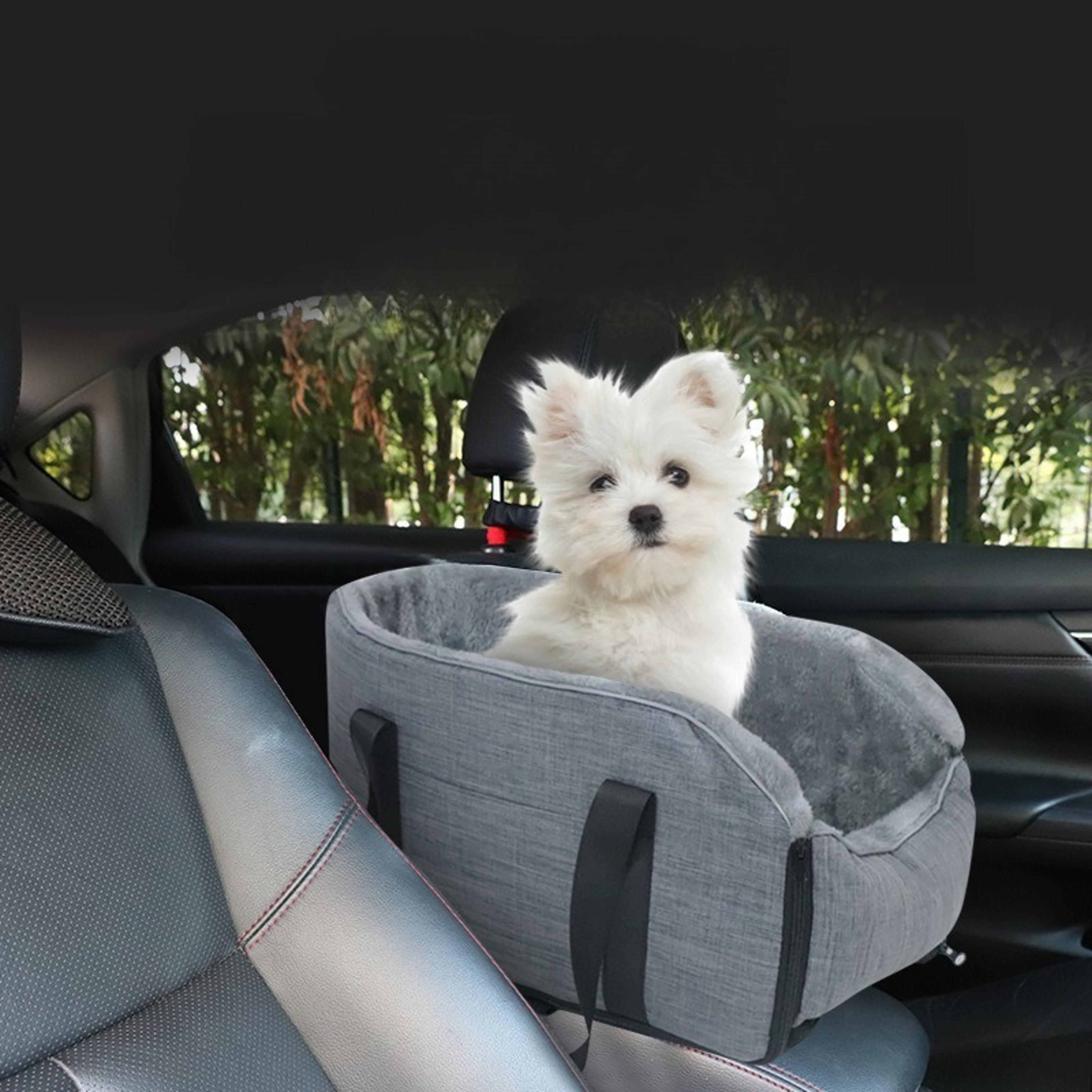 portable pet car seat, central control safety buckle, detachable armrest pillow lift seat for medium small dogs cats