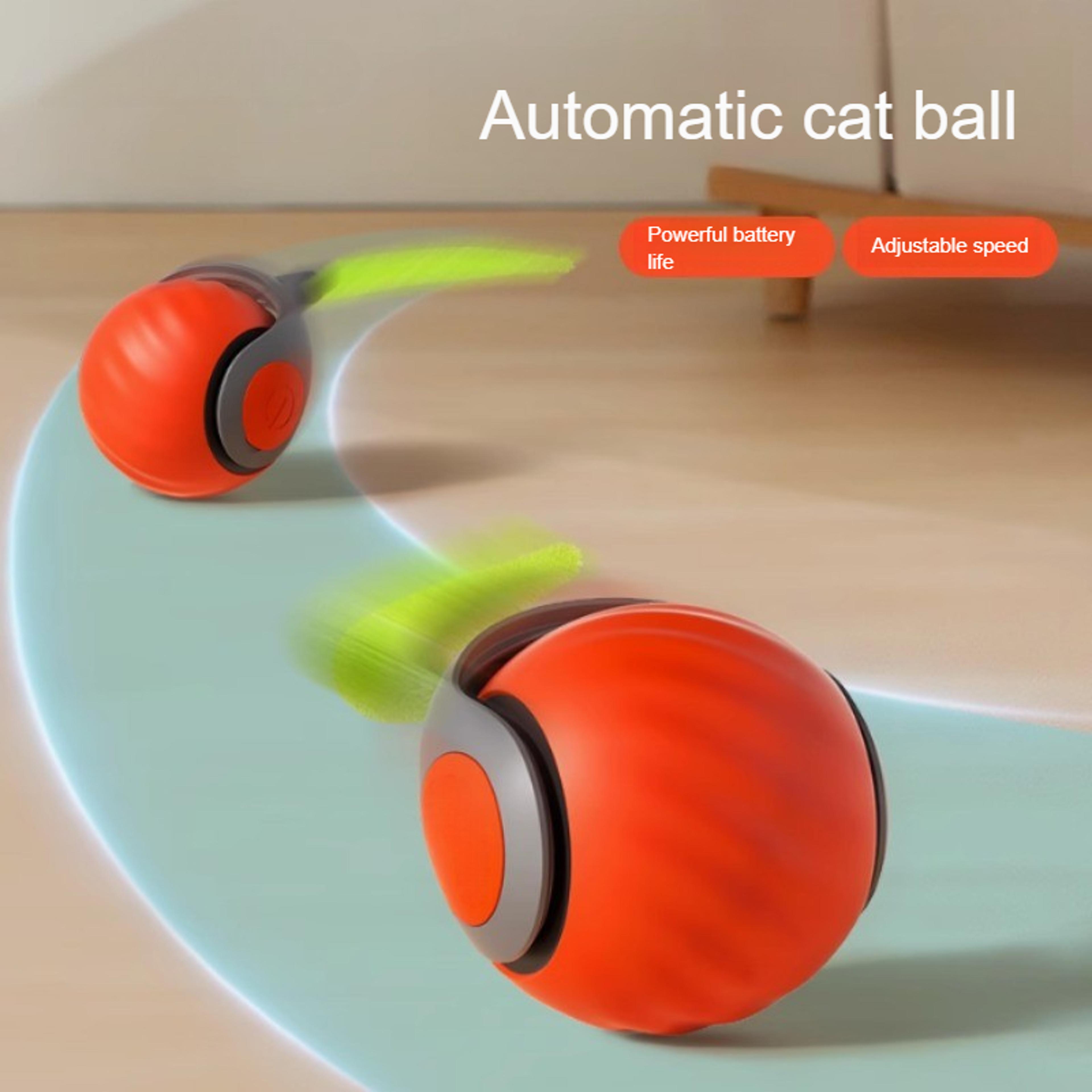cats interactive ball toys, automatic rolling ball with faux tail, smart electric pet toy for teaser and training