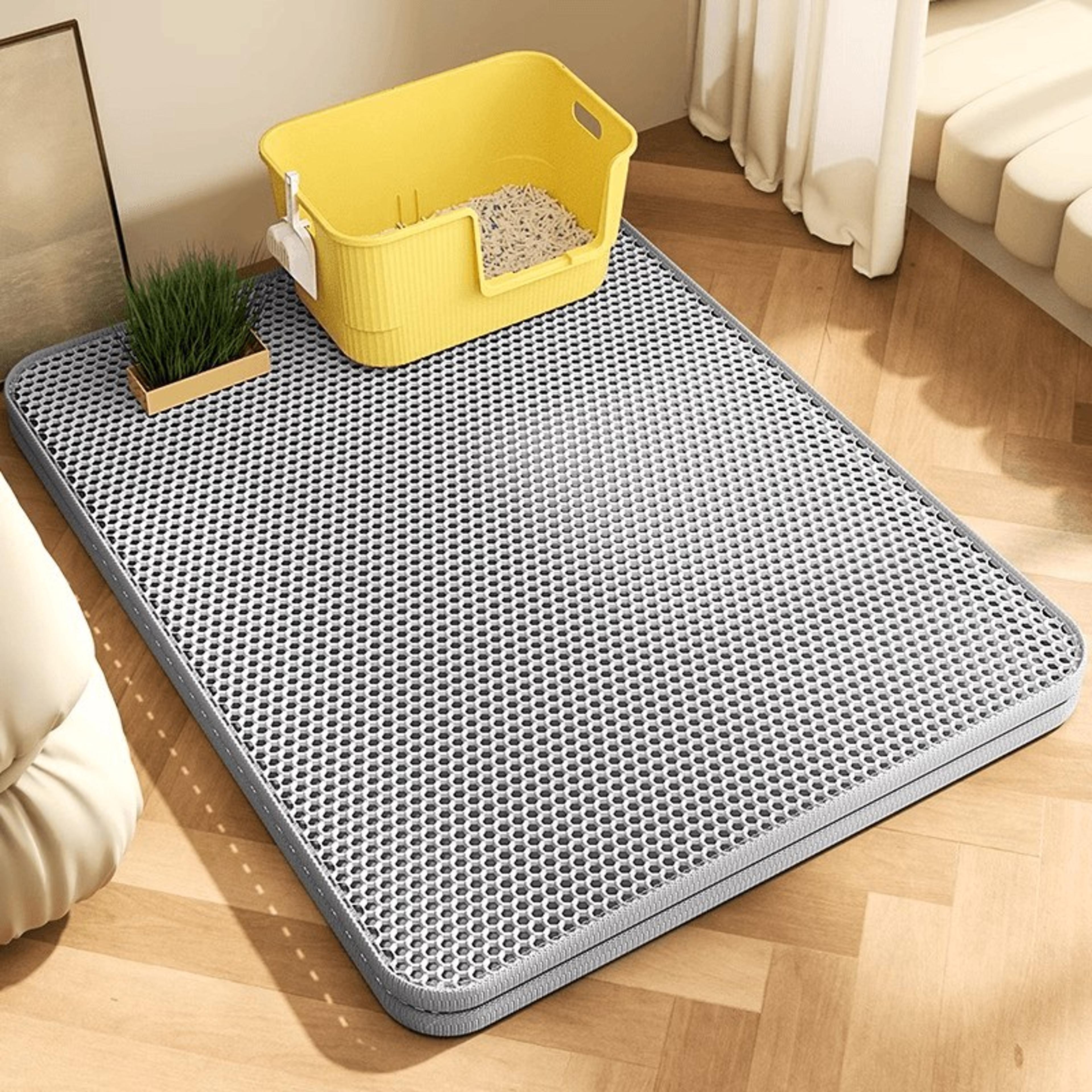 large cat litter mat, heavy duty waterproof non slip washable eva pad, pet floor protector, litter box sand stopper