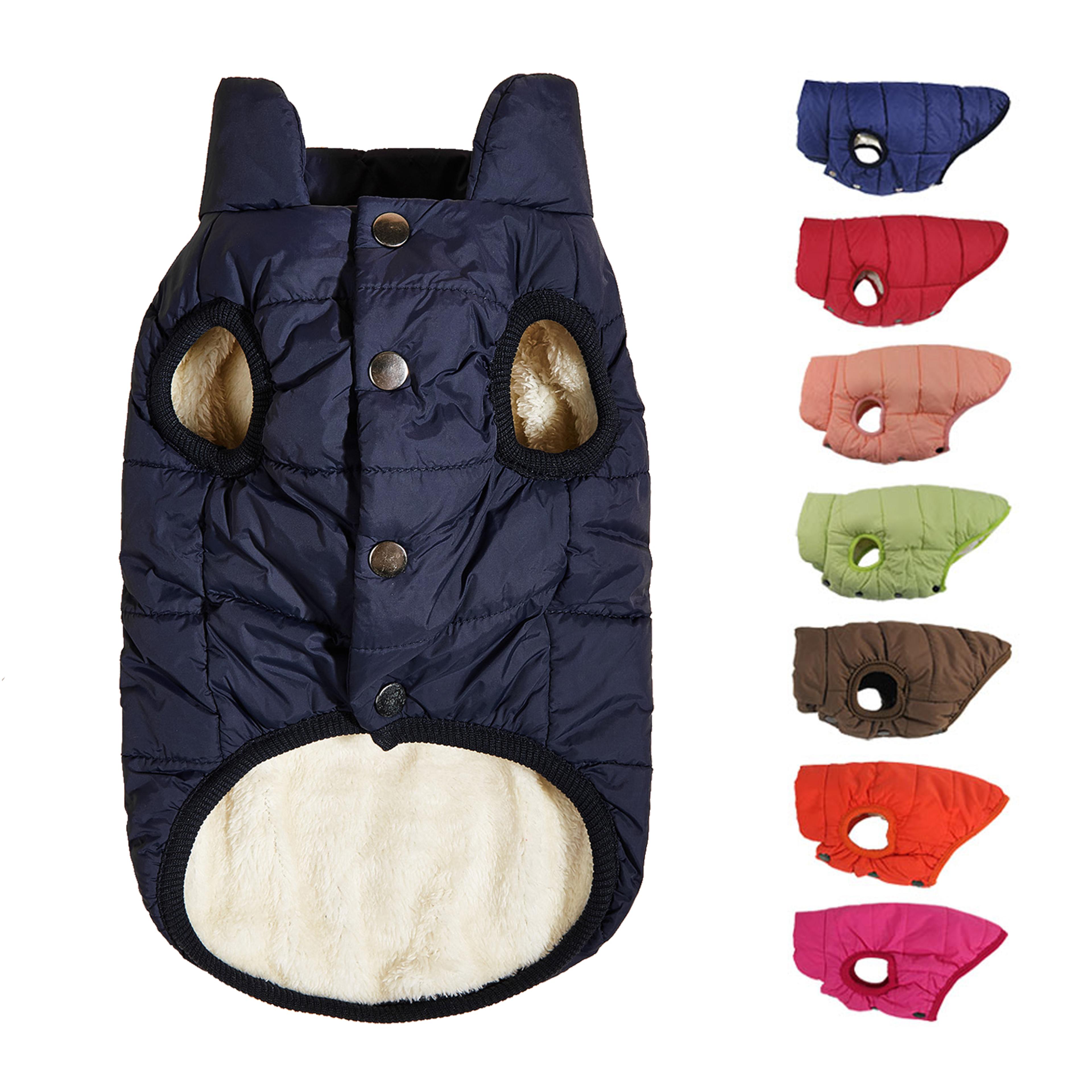 french bulldog puppy clothing coat, dog clothes outdoor cold proof warm, fleece cotton lined dog jacket