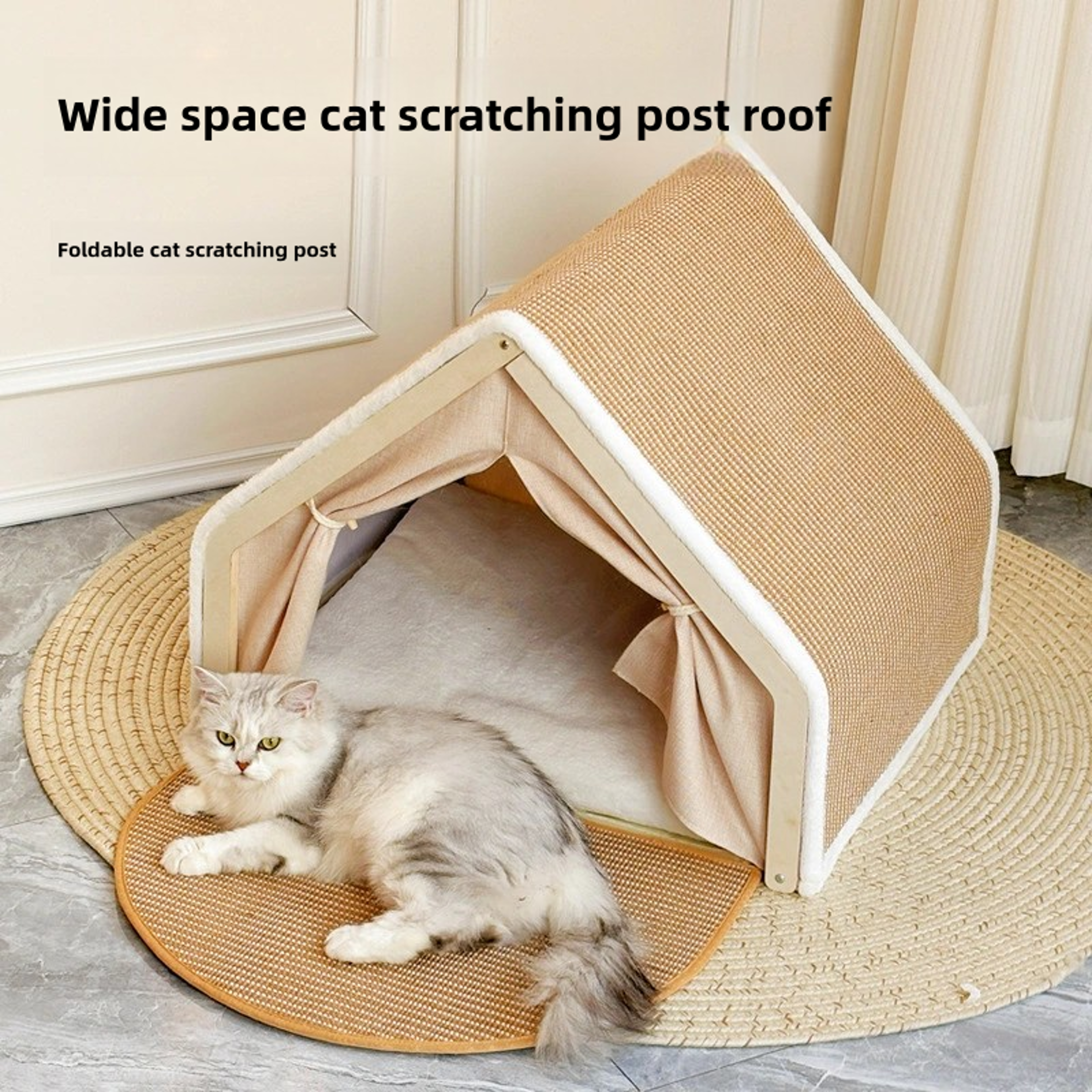 cat nest winter cat house shell with scratch board, semi-enclosed sleeping bag