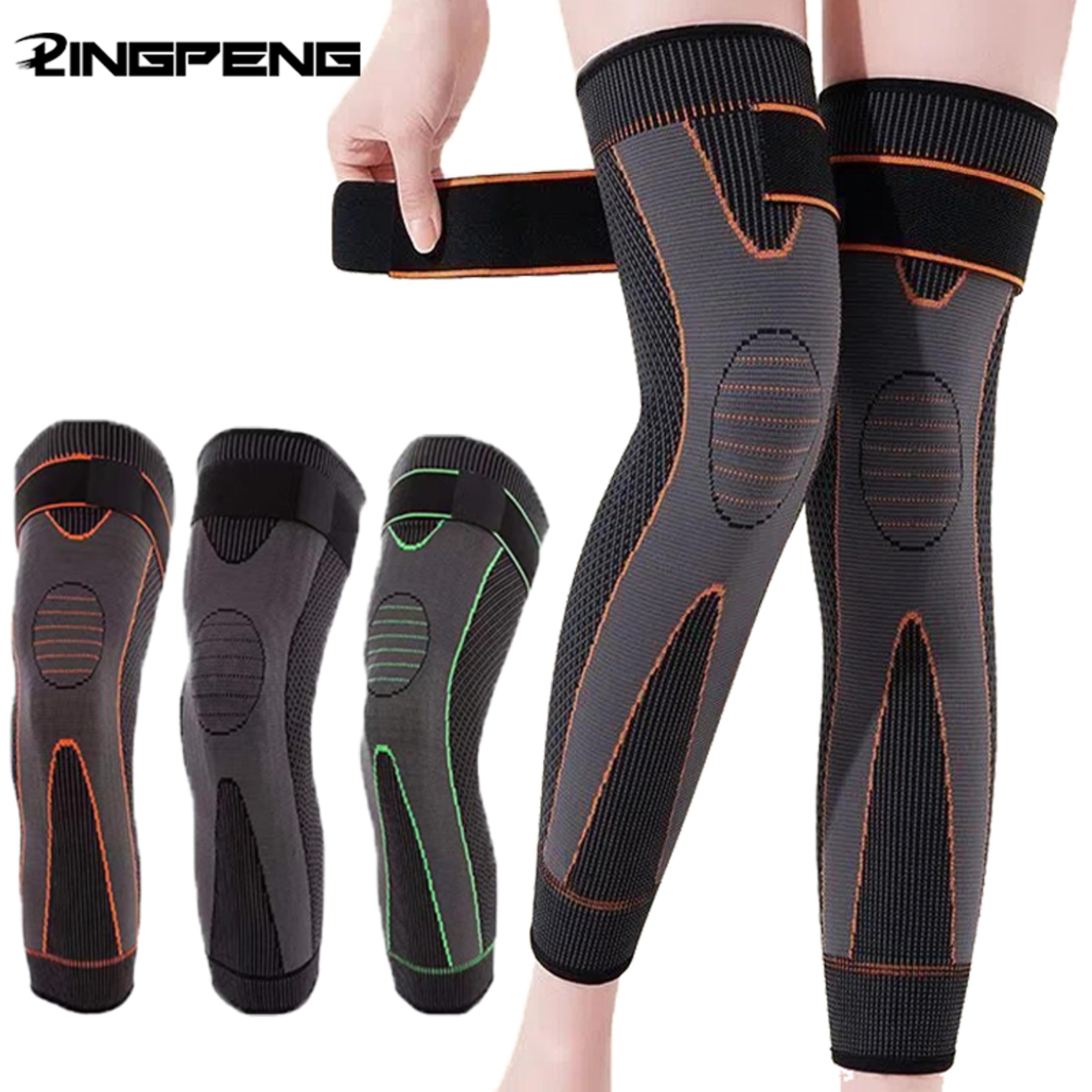 elastic knee pad support, compression arthritis sleeve, pain protector sport brace with stripe lengthen