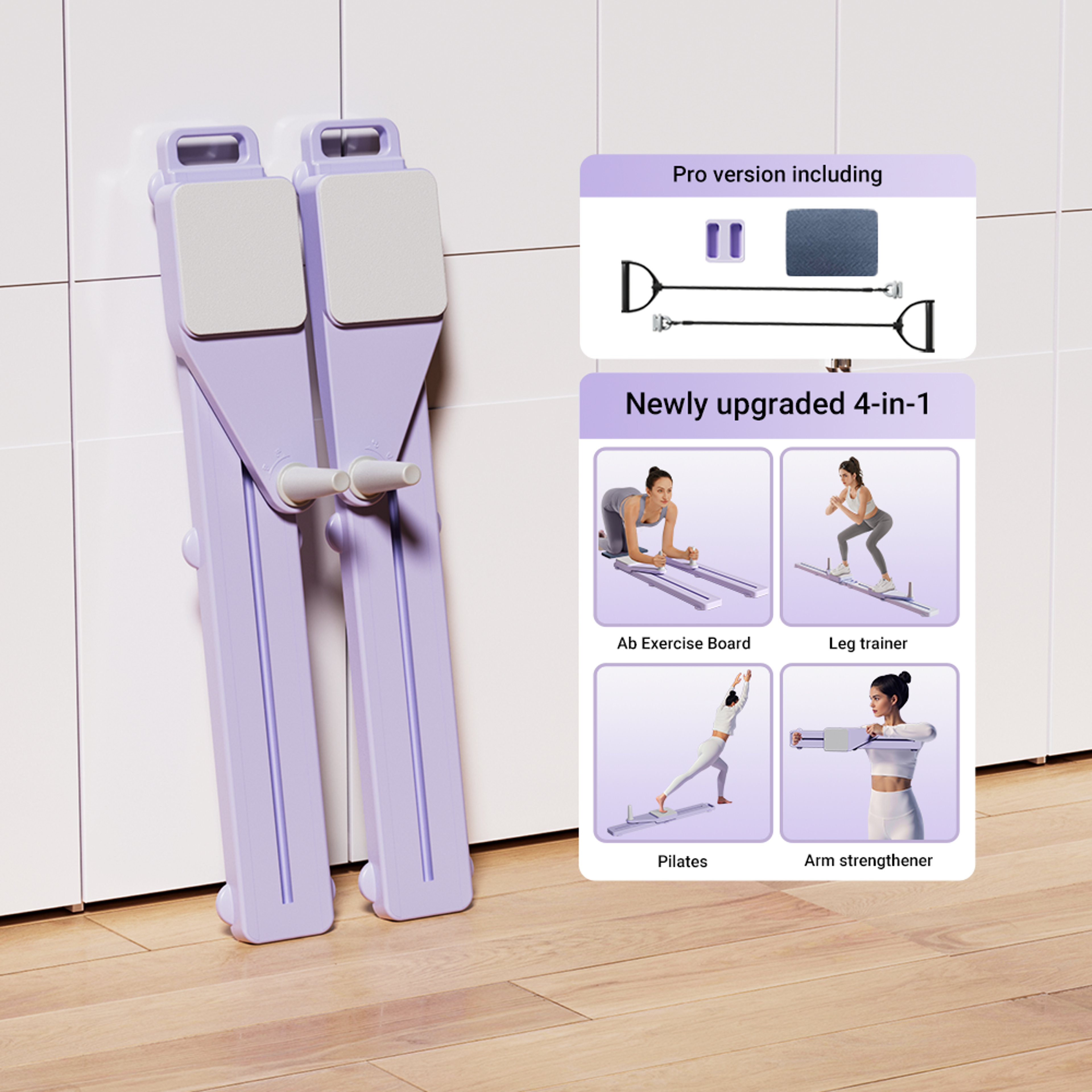 lightweight full body fitness split pilates reformer, 2-in-1 abs & ski board for home gym, portable core leg trainer