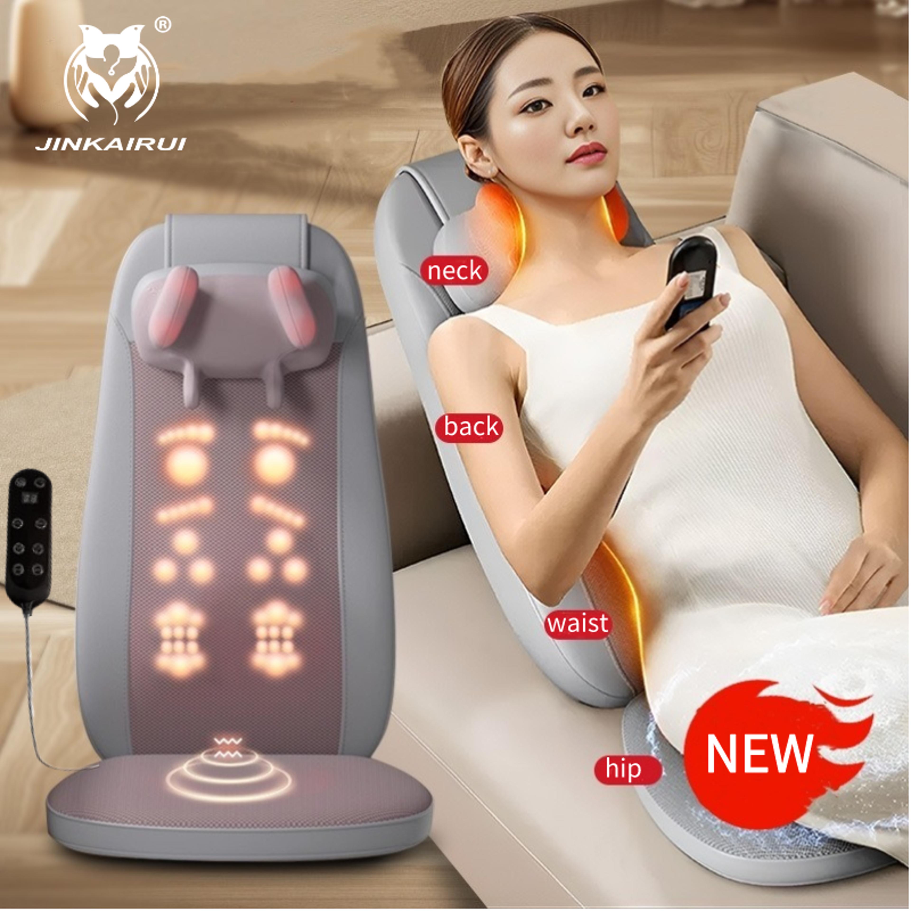 massage chair pad with heat, shiatsu full body massager, neck back shoulder massage cushion, home office