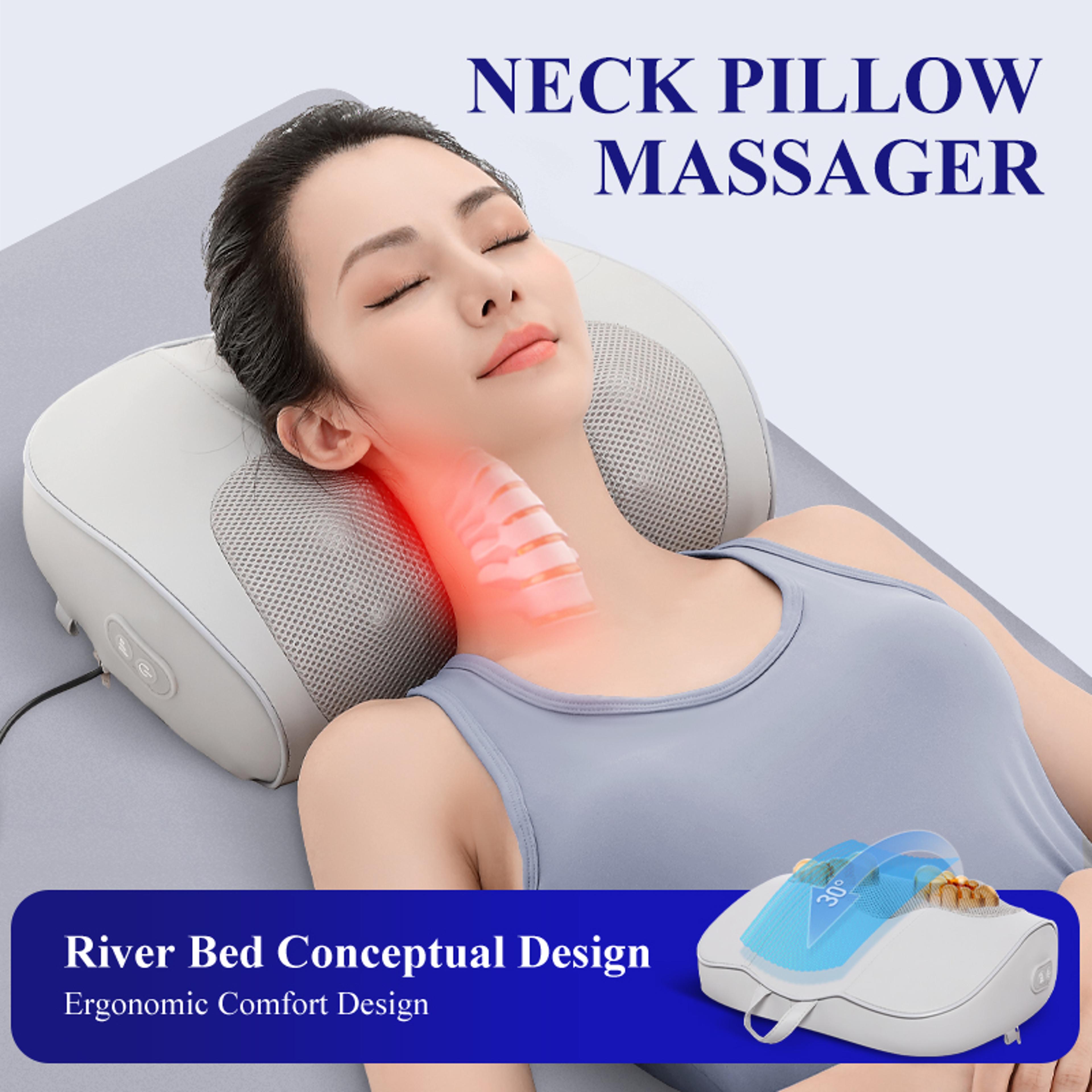 electric shiatsu massage pillow, jinkairui neck back massager with heat, deep kneading for shoulder and full body muscle