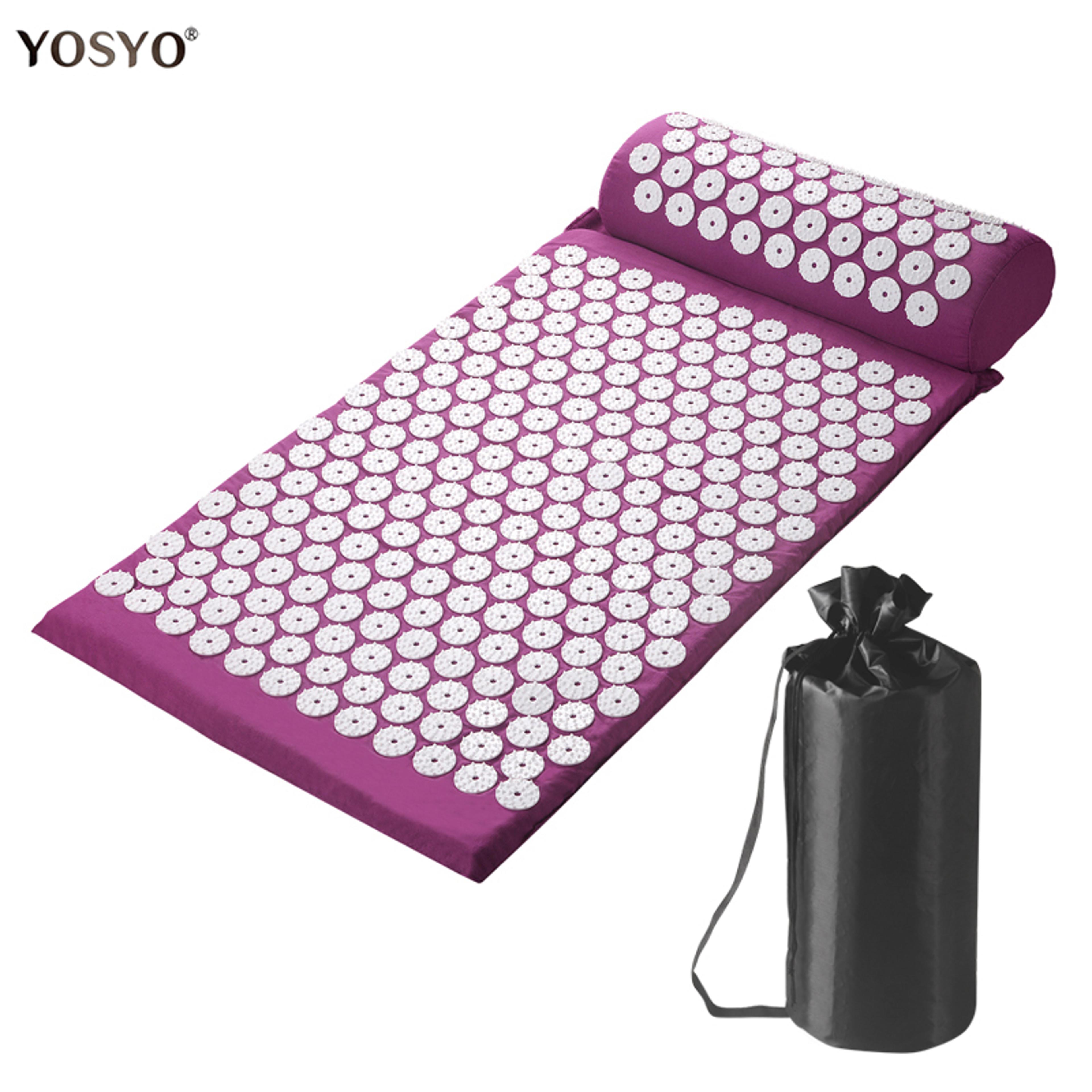 household massage pillows purple color, yoga massage pads with large touchpoints for neck back foot relaxation