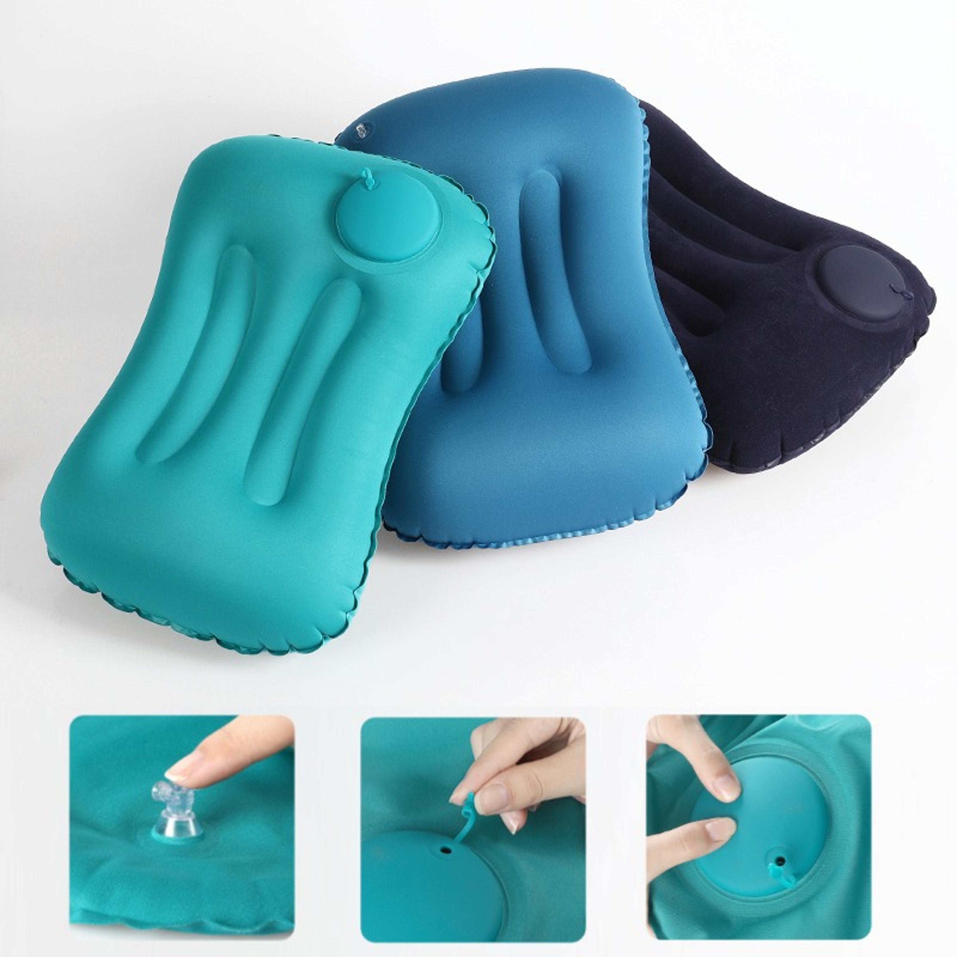 camping pillow, ultra soft car pillow, portable comfortable inflatable pillow for neck lumbar support