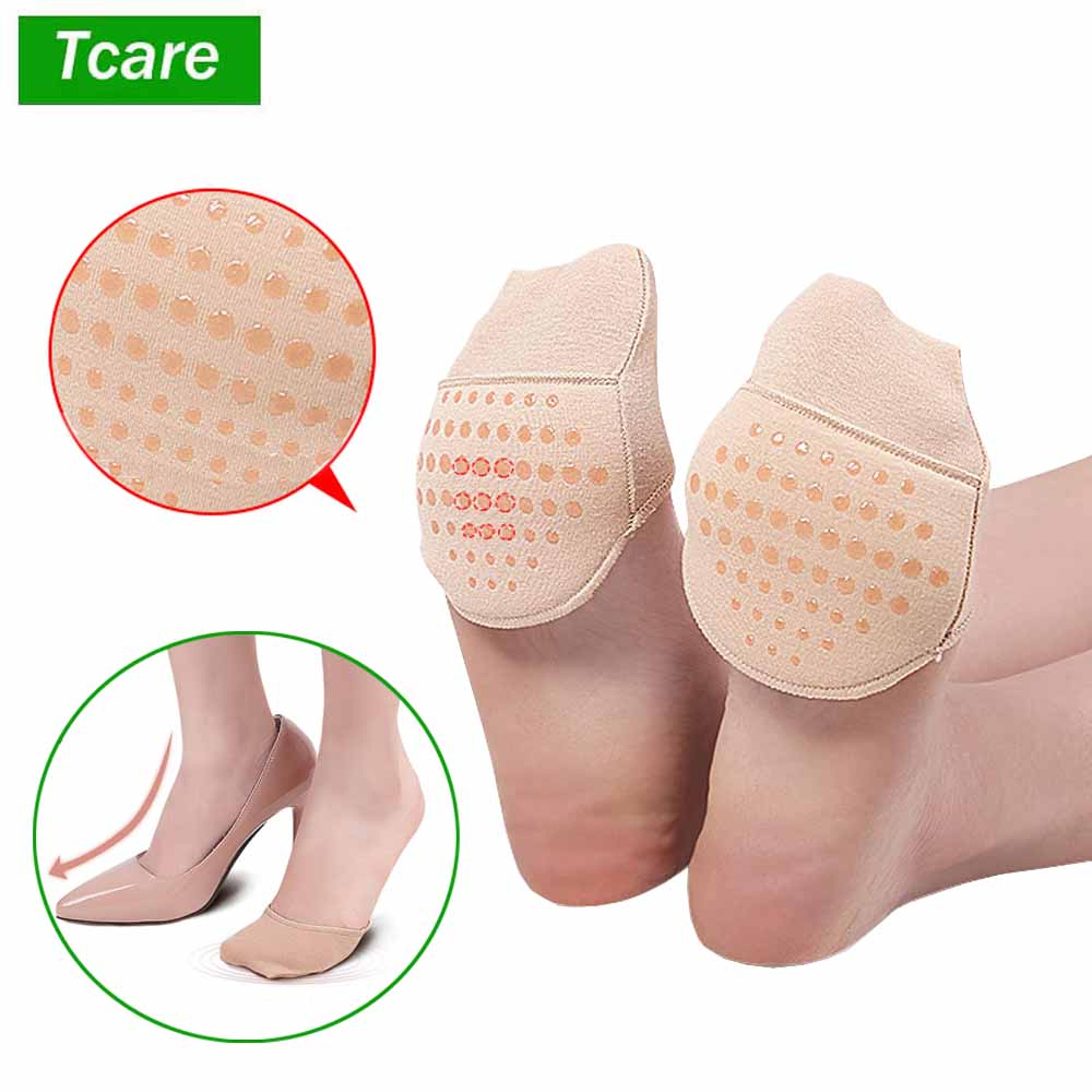 breathable toe topper liner socks pair, invisible toe cover with padding, non-skid bottom high heels cushions