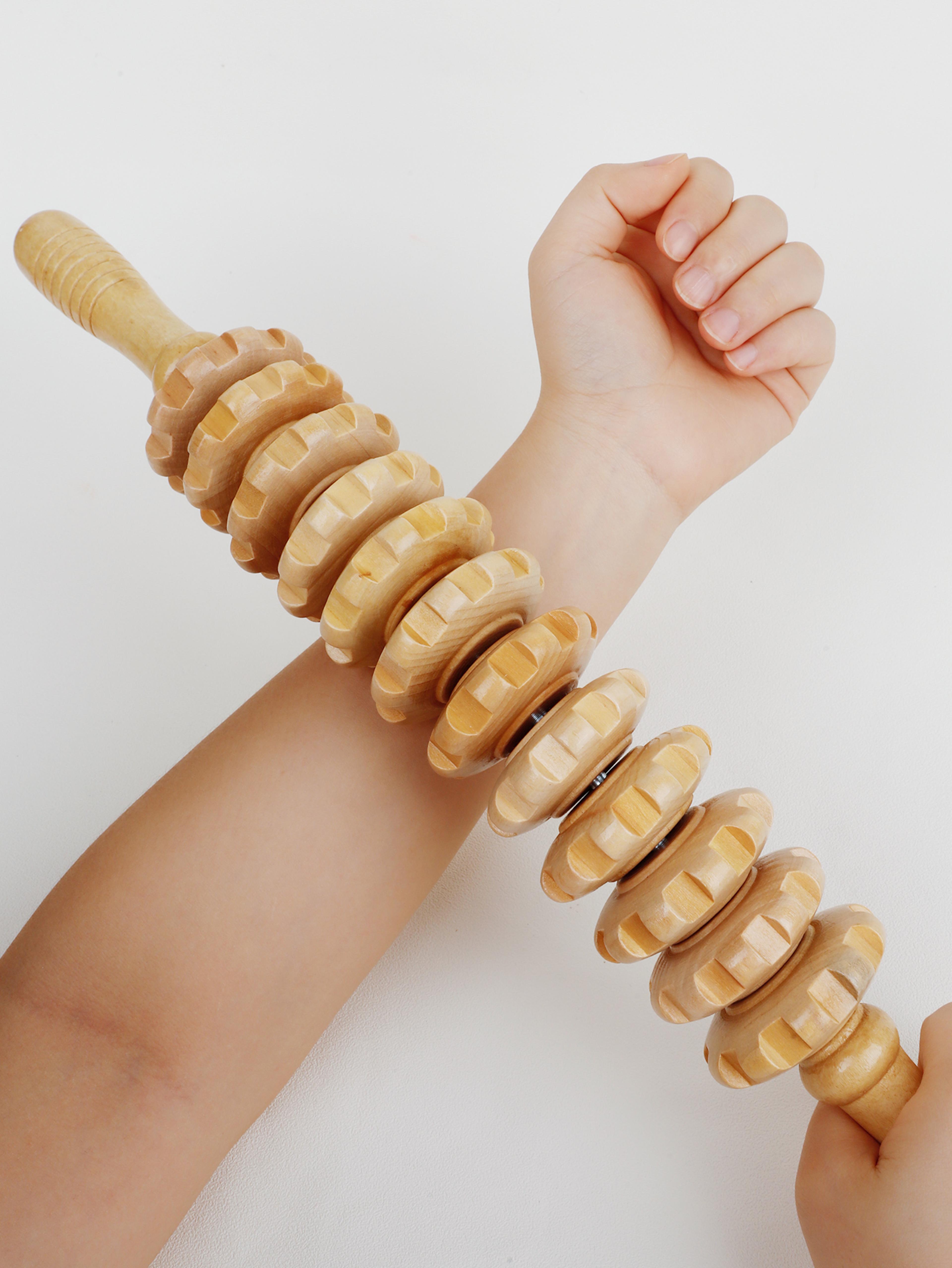 massage tool for cellulite slimming, wood therapy roller gear stick, body shaping lymphatic drainage trigger stick