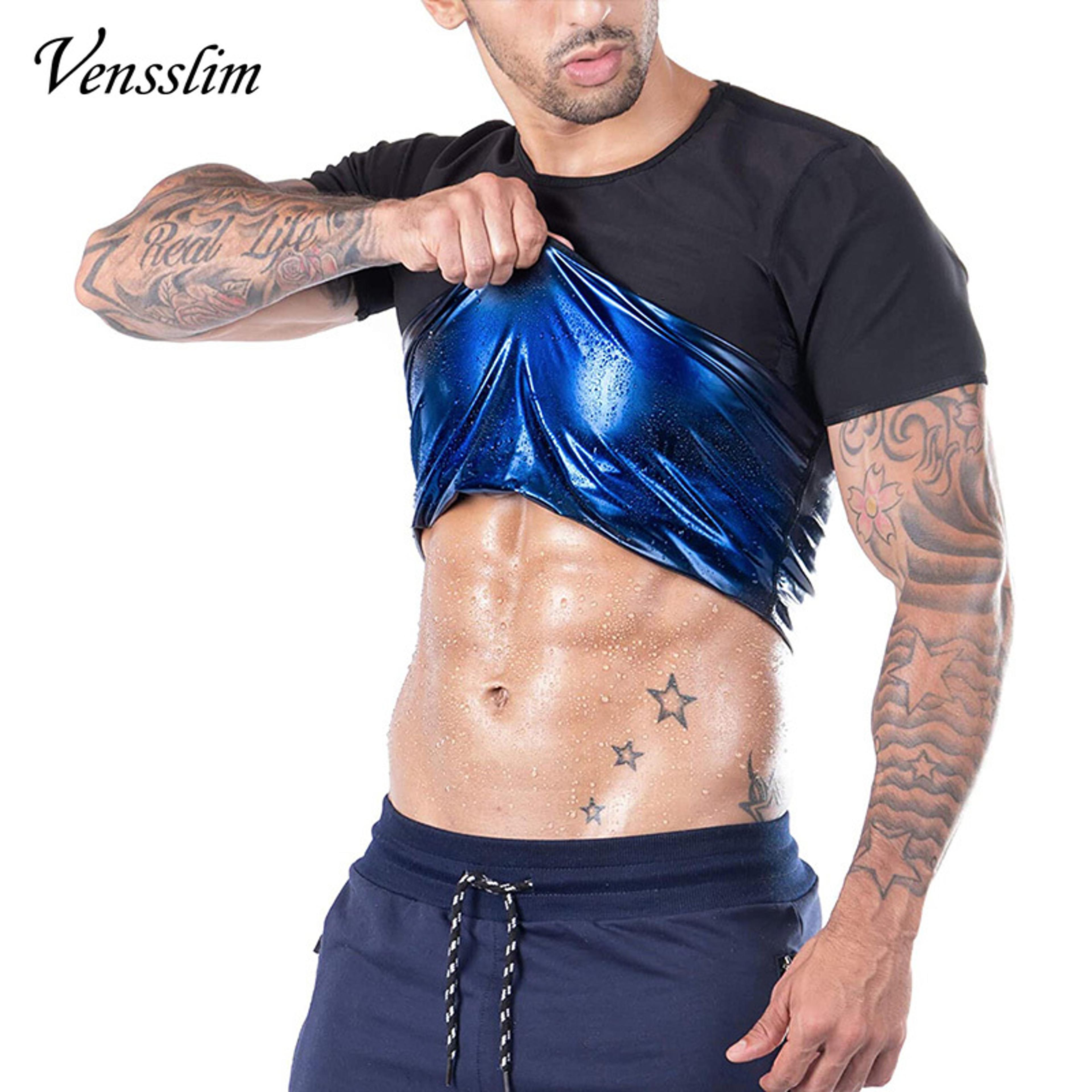 vensslim men workout fat burner vest, sauna suit sweat heat trapping, slimming body shaper tank top, waist trainer fit