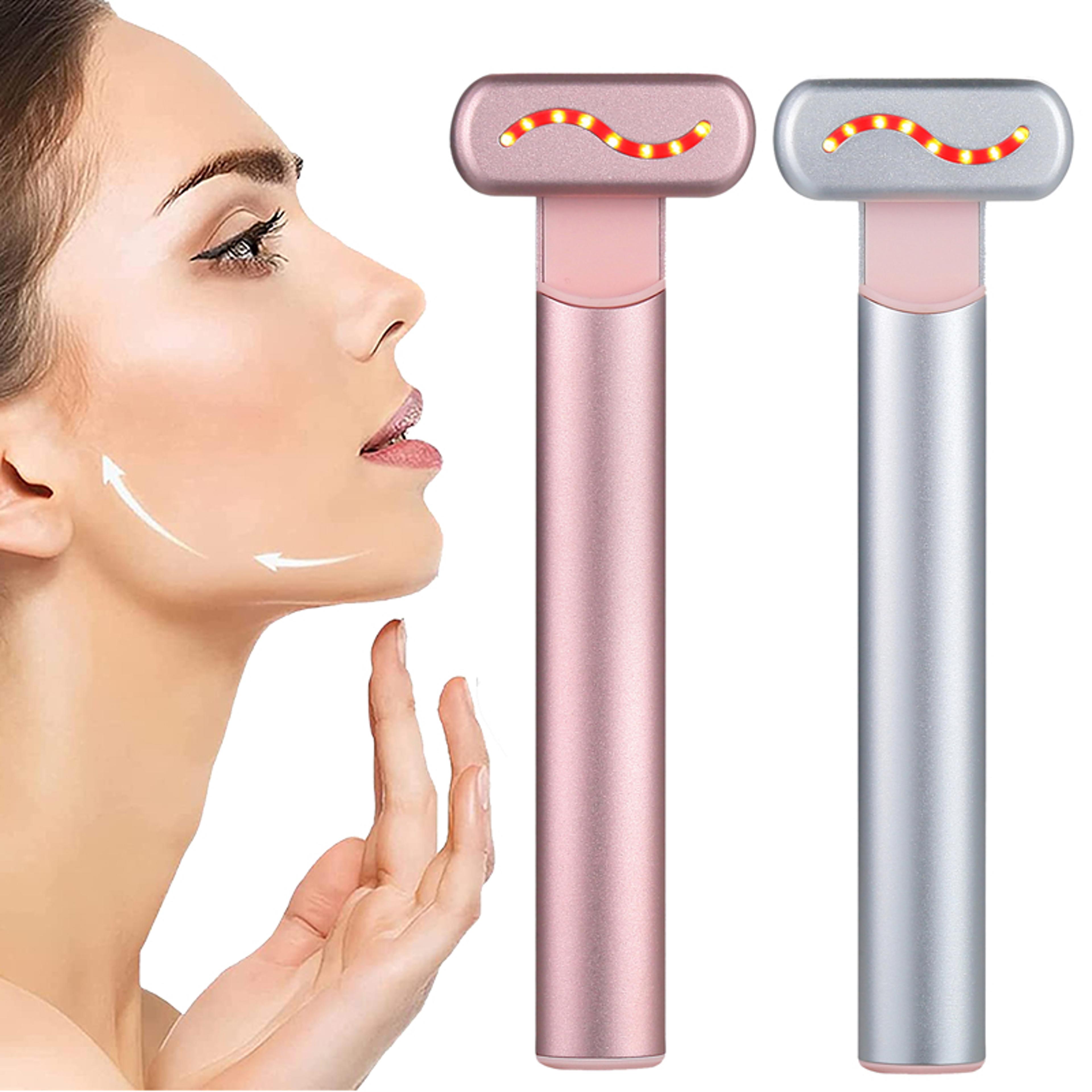 red light facial wand & ems microcurrent face lifting device, eye neck massager, skin tightening anti wrinkle skin care