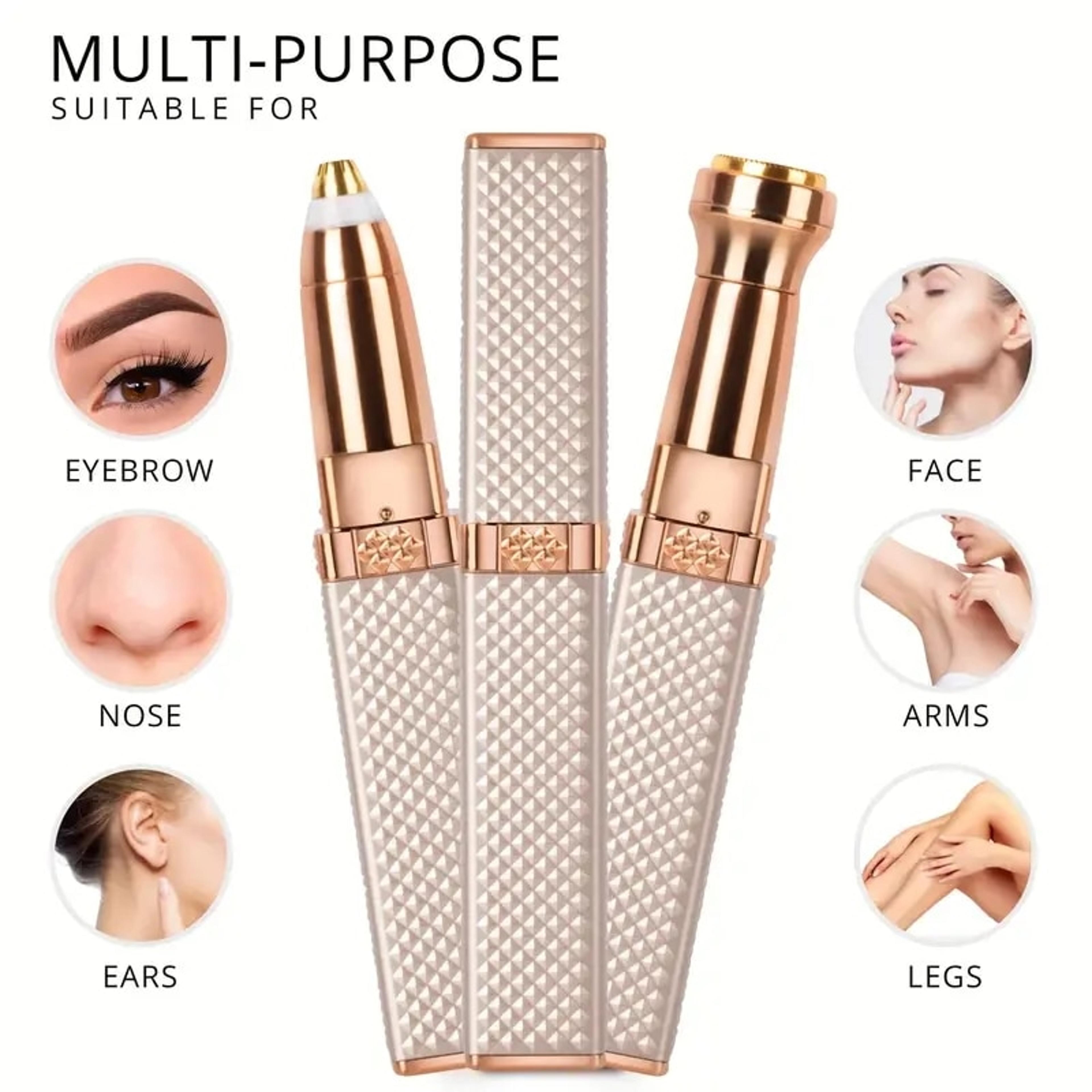 led light 2-in-1 eyebrow razor, 1pc rechargeable hair shaver to remove facial hair, eyebrows, lips