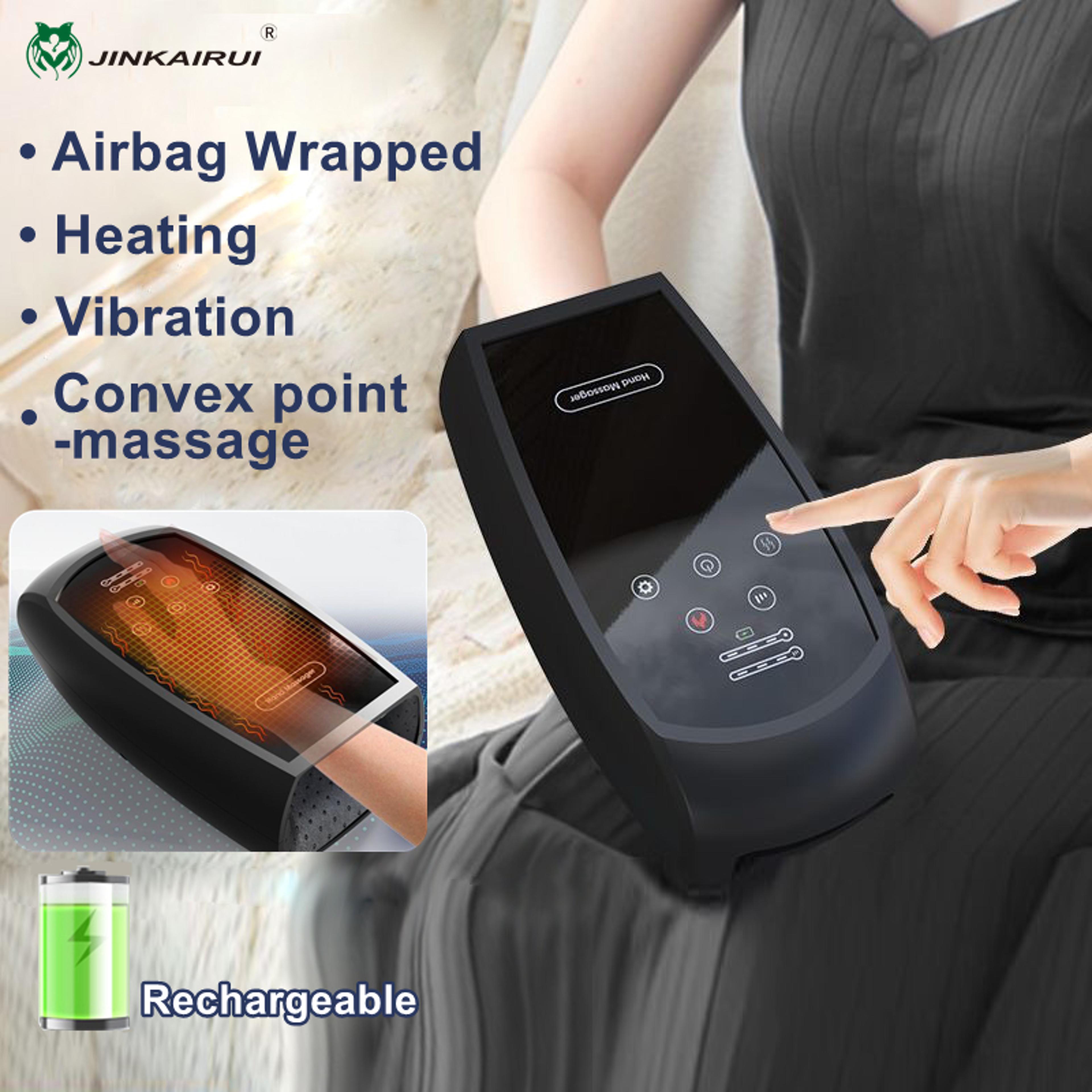 heated electric hand massager, airbag compression palm massage, finger massage machine, rechargeable, relieve fatigue