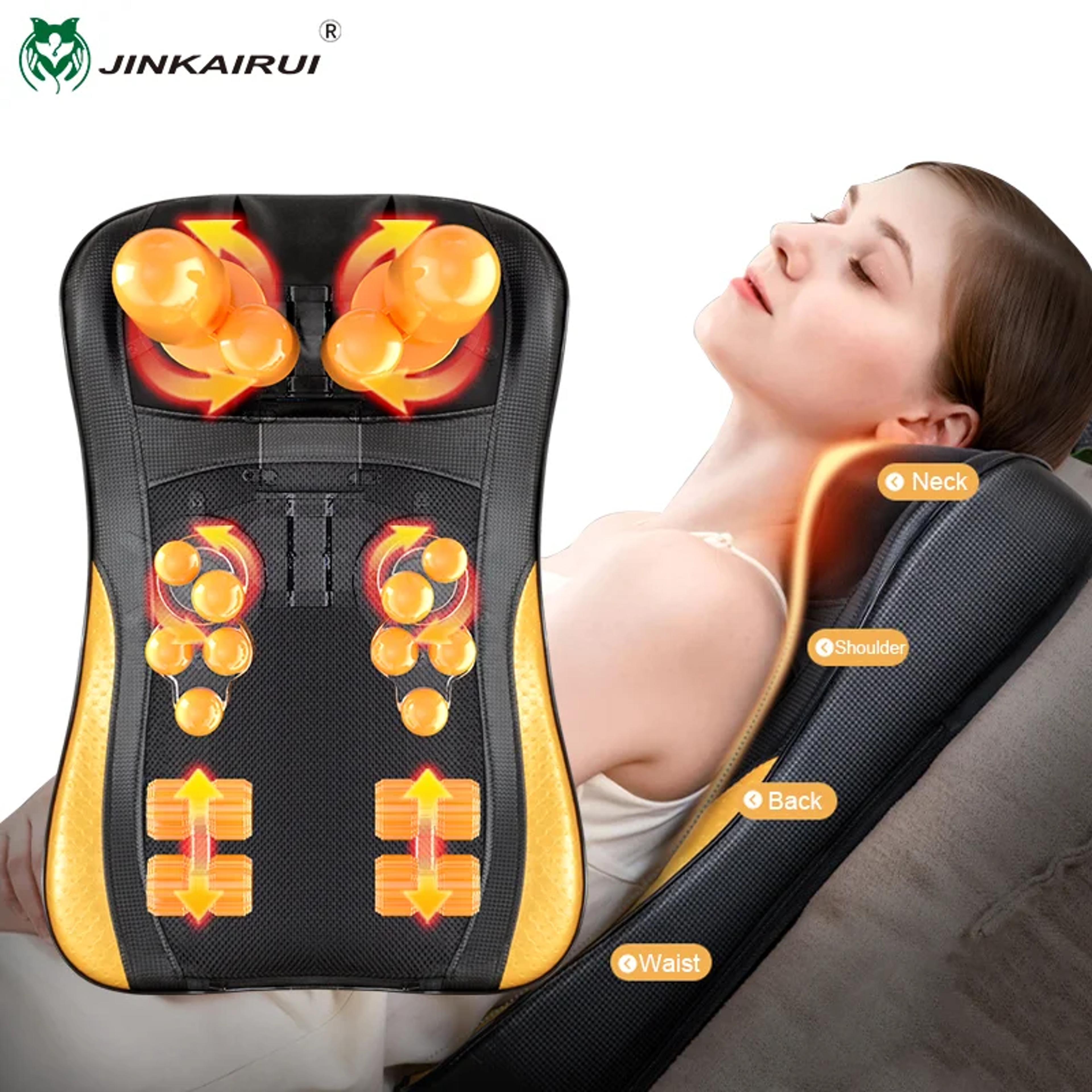 upgrade back massager deep with heat, neck massage pillow electric cushion, tissue kneading for shoulder relax muscles