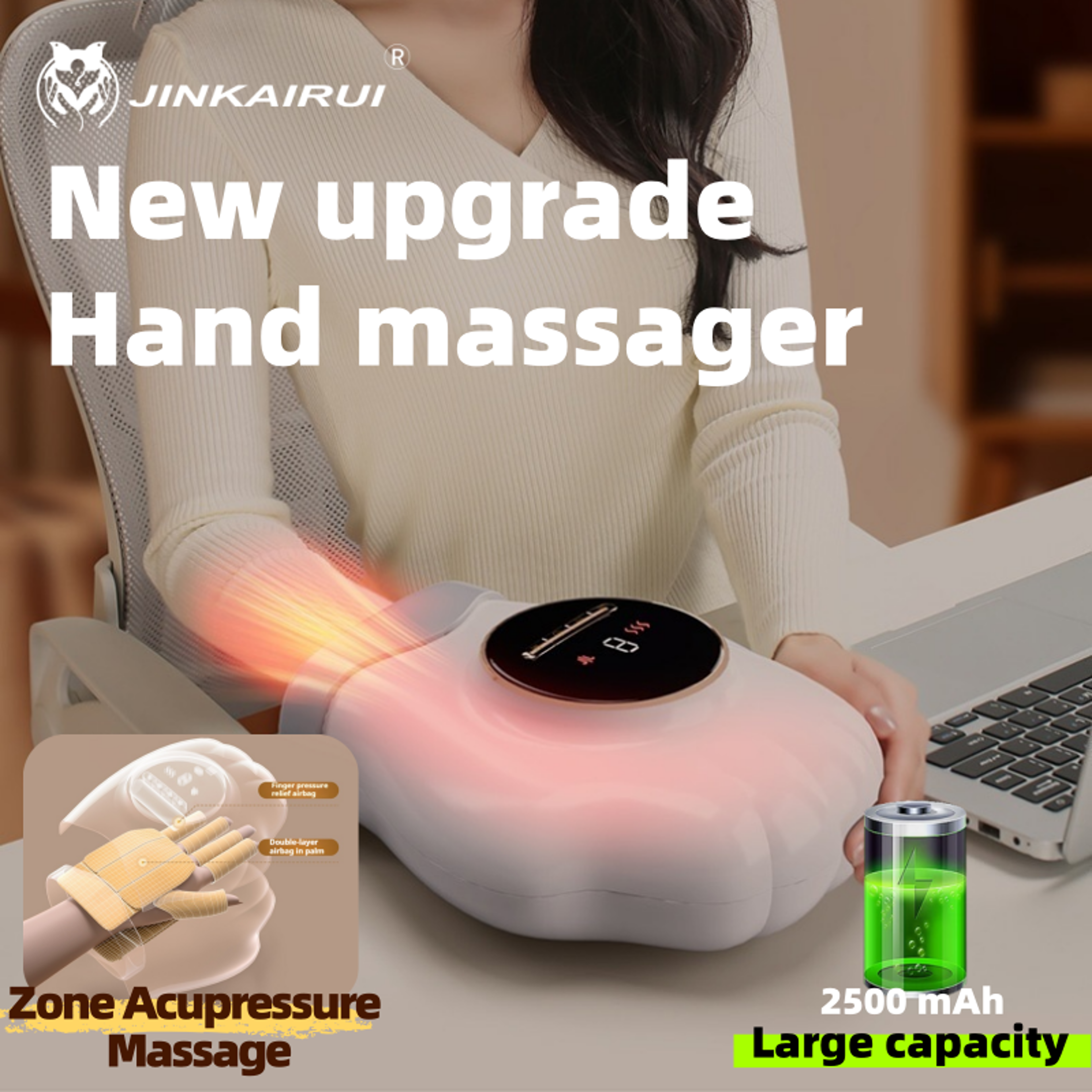 hot compress air pressure hand massager, relieves hand fatigue, air wave push massage home massager