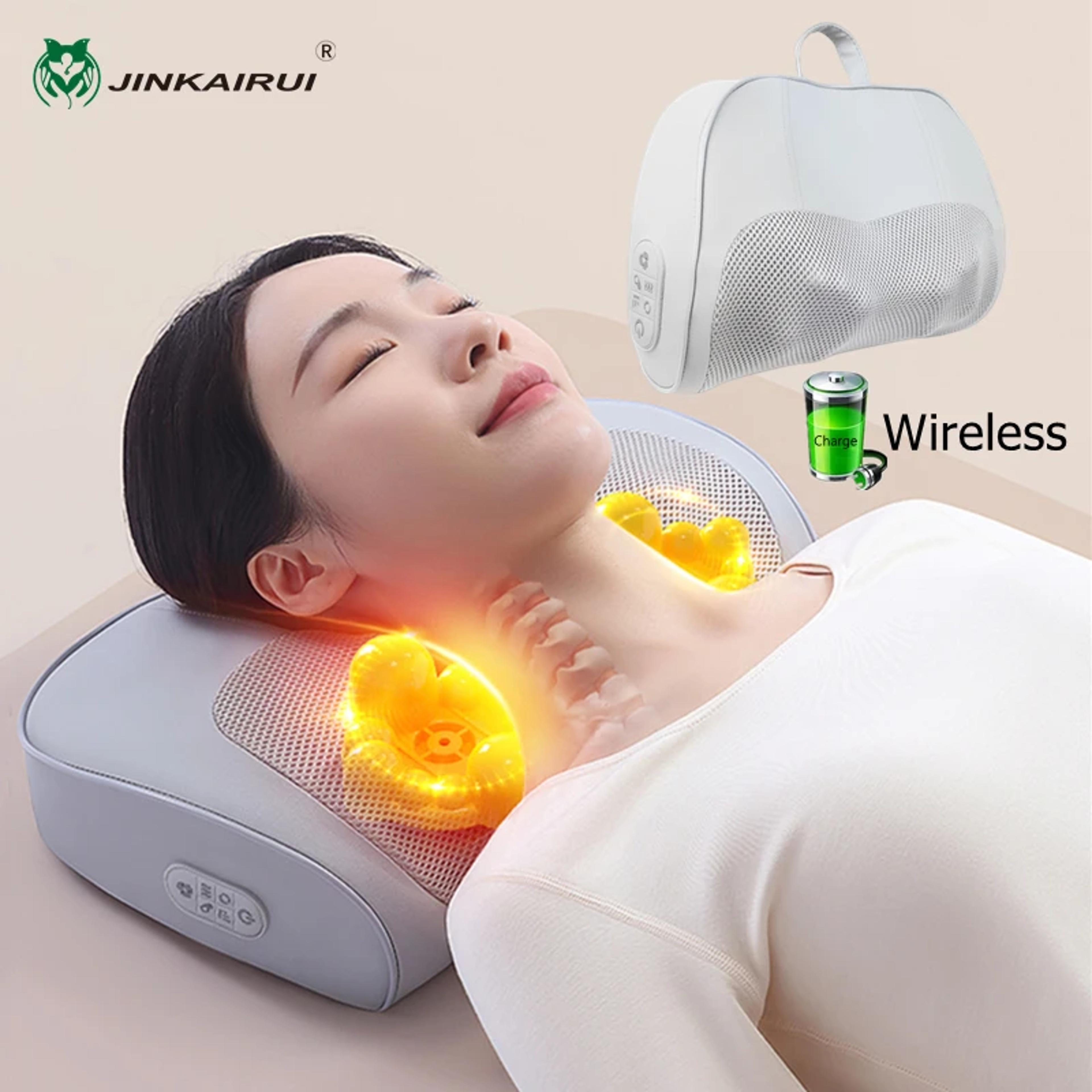 neck massager cervical massage pillow, hot compress function, stress relief, relaxation
