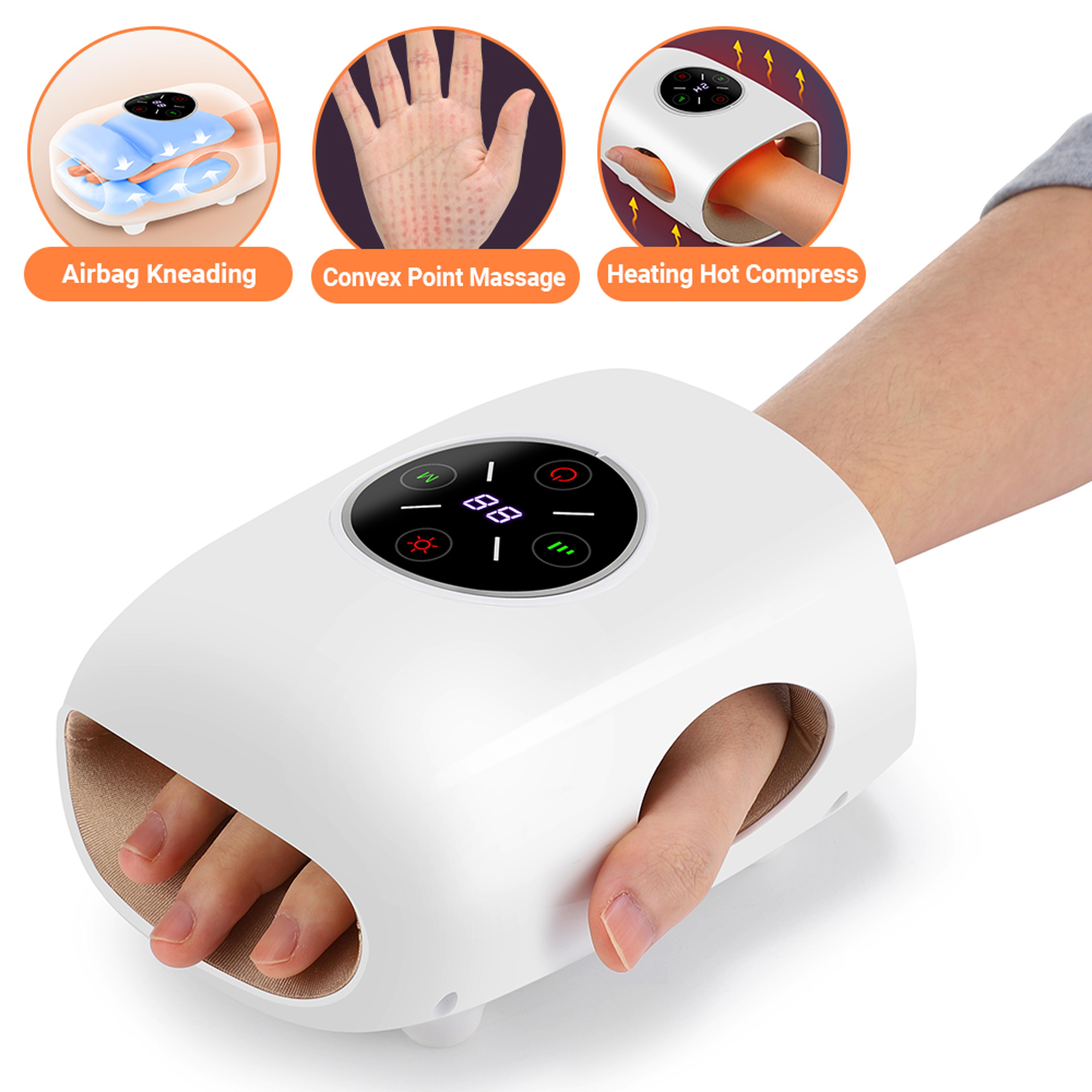 air compression vibration massage, 3 modes airbag electric hand massager, hot compress massager for finger palm fatigue
