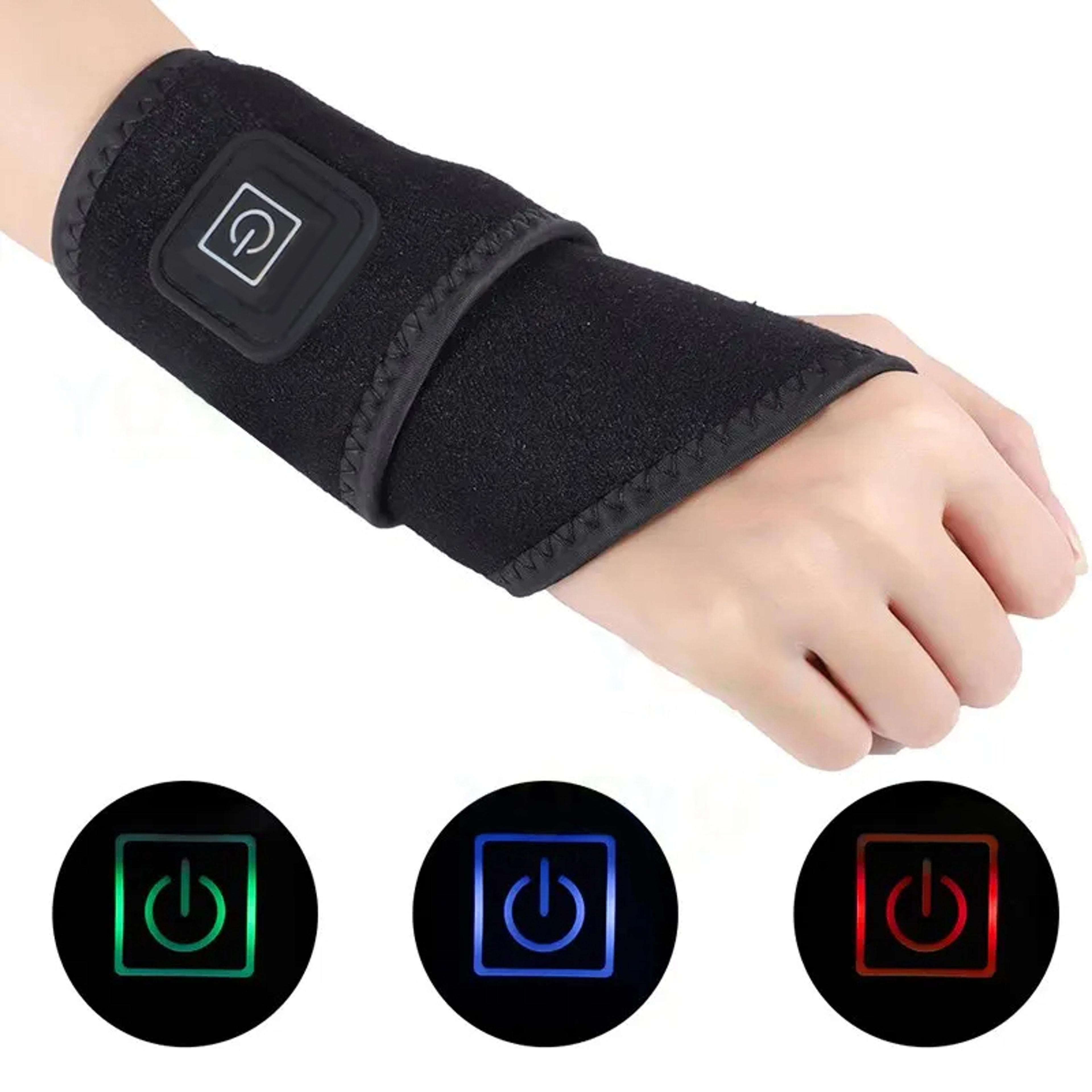 adjustable breathable wrist support, electrically heated brace, black strap hand joint protection for sports