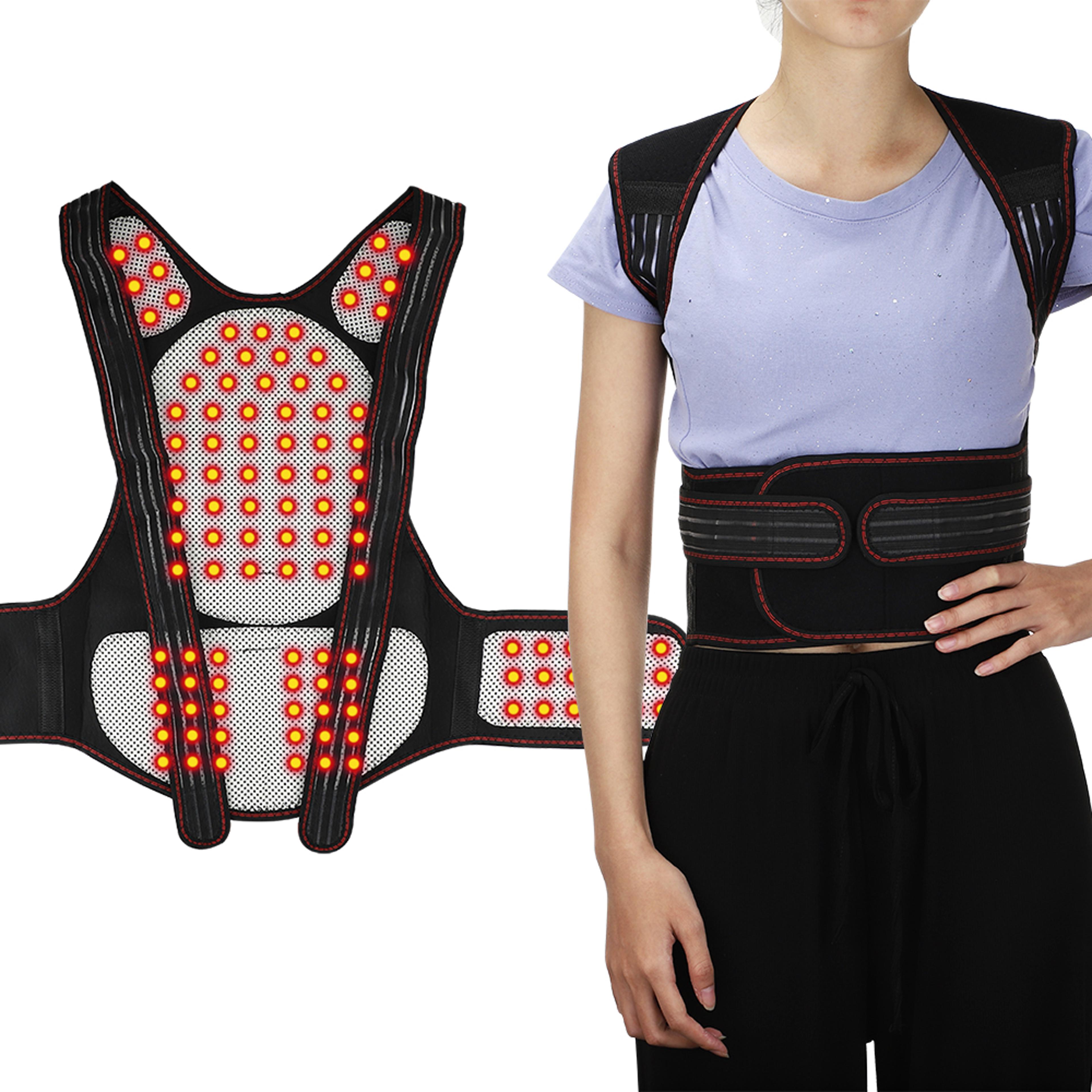 self heating lumbar pad, magnetic back heated vest, posture corrector, waist brace, corset for back shoulder pain relief