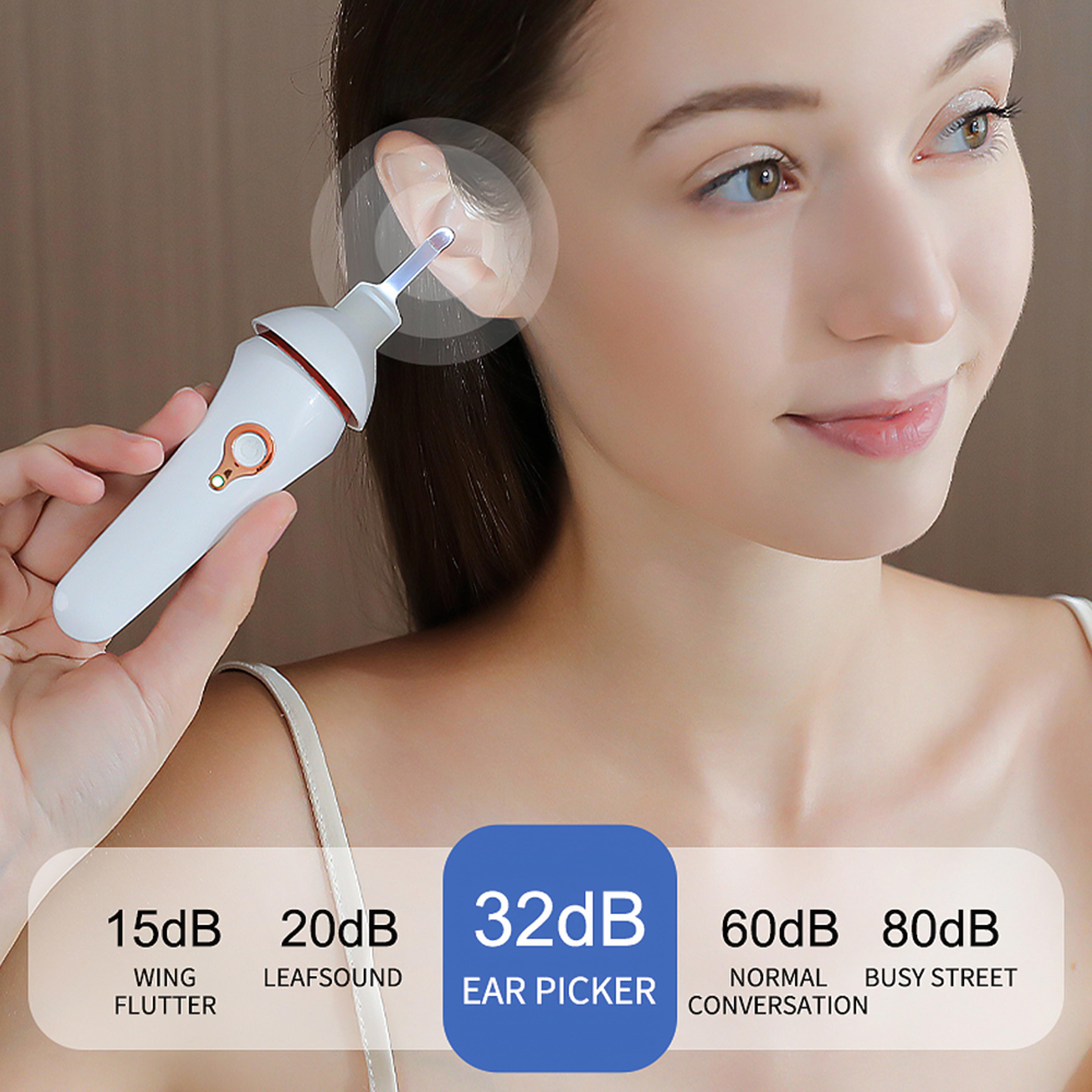 painless vacuum ear wax pick remover, electric ear cleaner cordless luminous, ear cleaning device for kid adult health