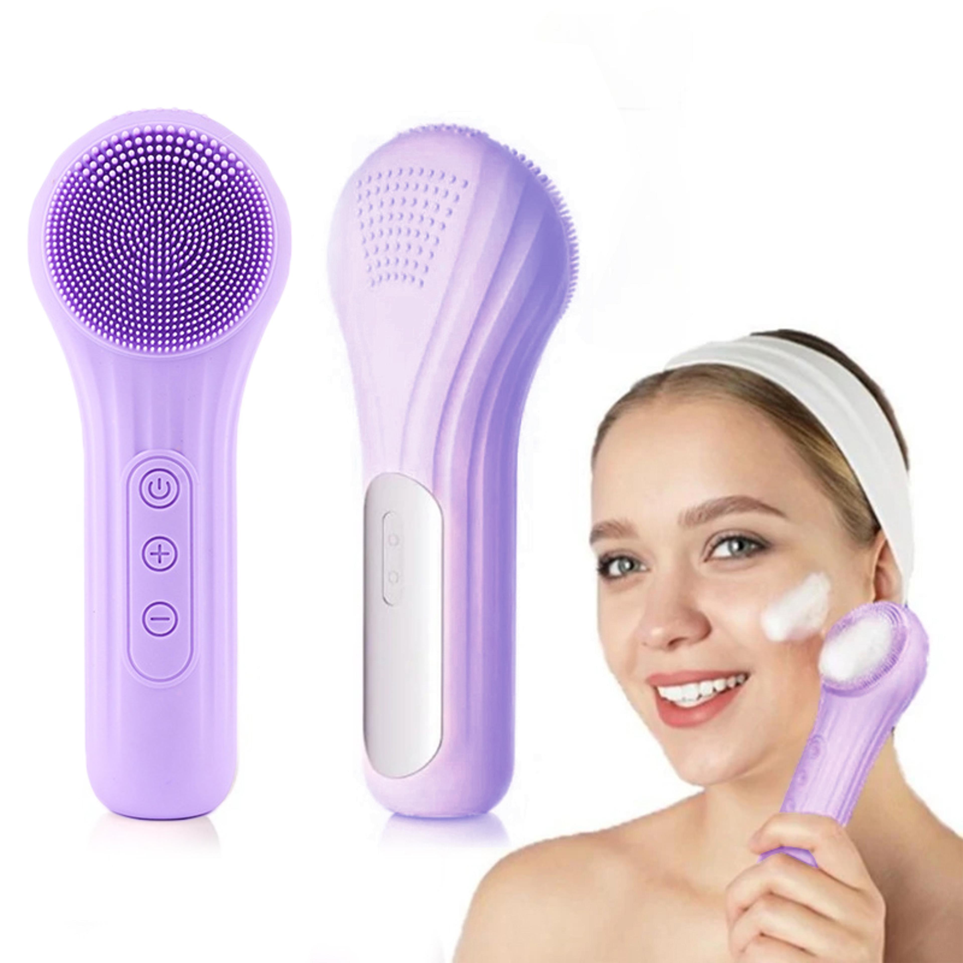 ultrasonic vibration silicone facial cleanser, intelligent multifunctional electric facial brush, magnetic charging