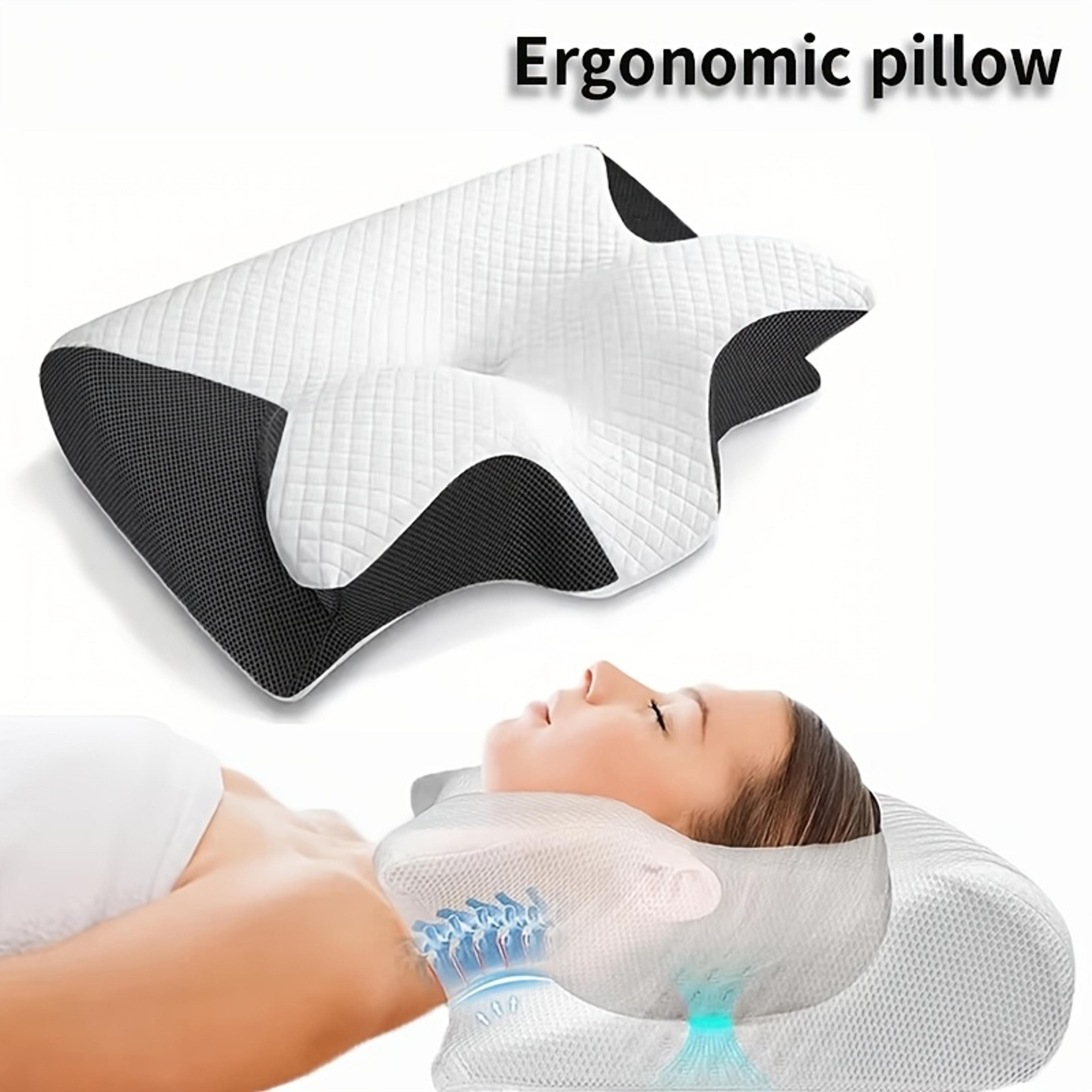 light gray memory foam cervical pillow, neck shoulder relief, perfect gift, ideal for side stomach back sleepers