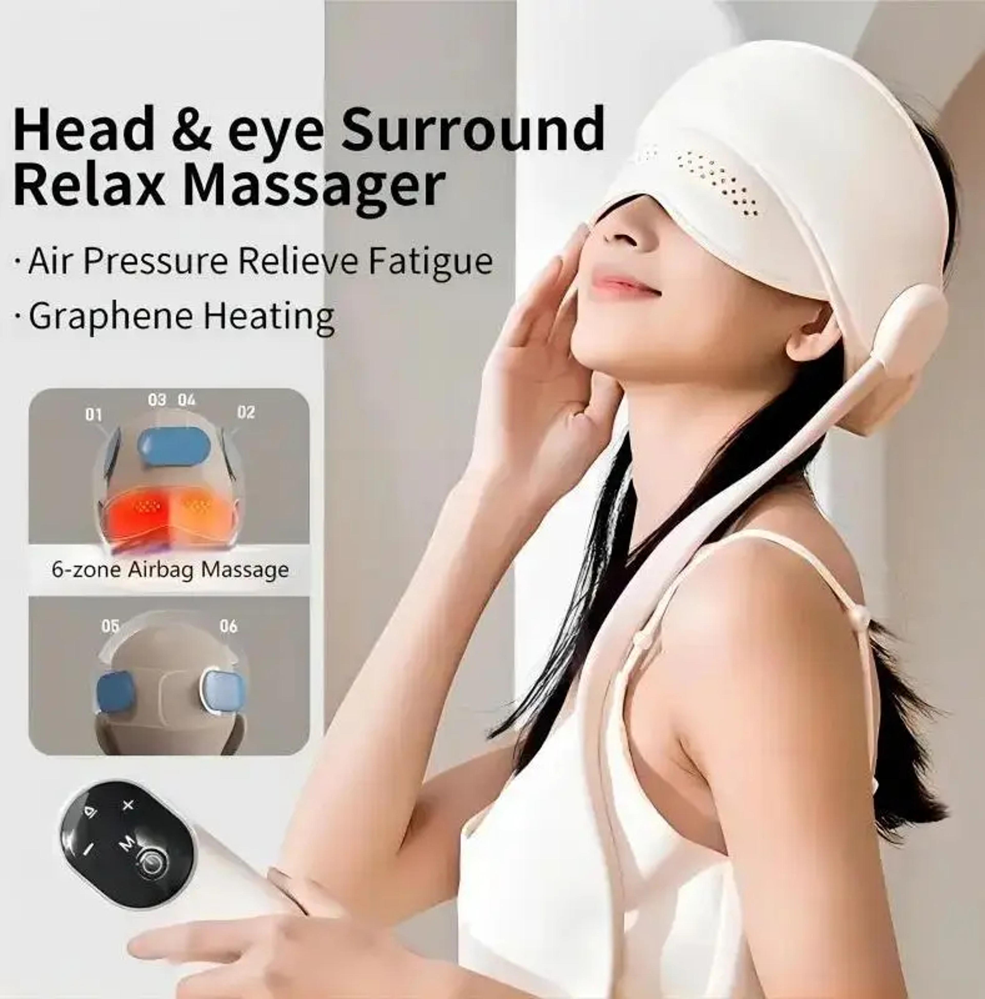 air pressure eye hot compress, graphene heating head massager, deep relaxation and better sleep
